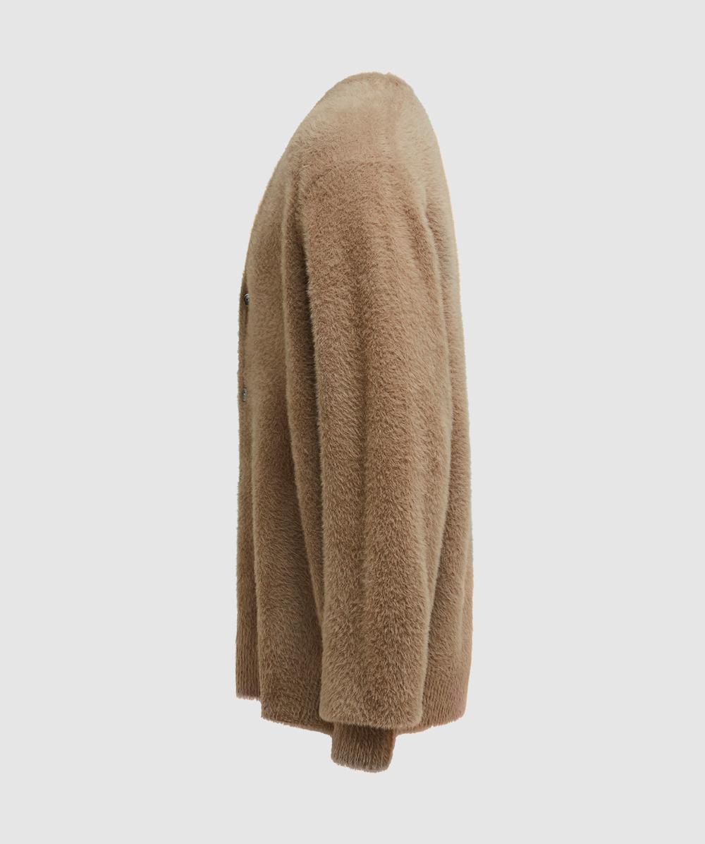 stussy shaggy cardigan taupe