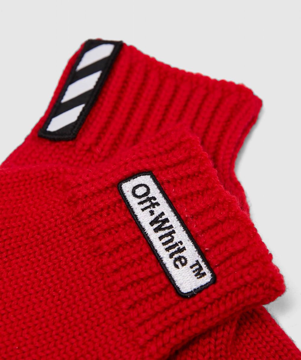 Off-White c/o Virgil Abloh Wool Patch Gloves in Red for Men - Lyst