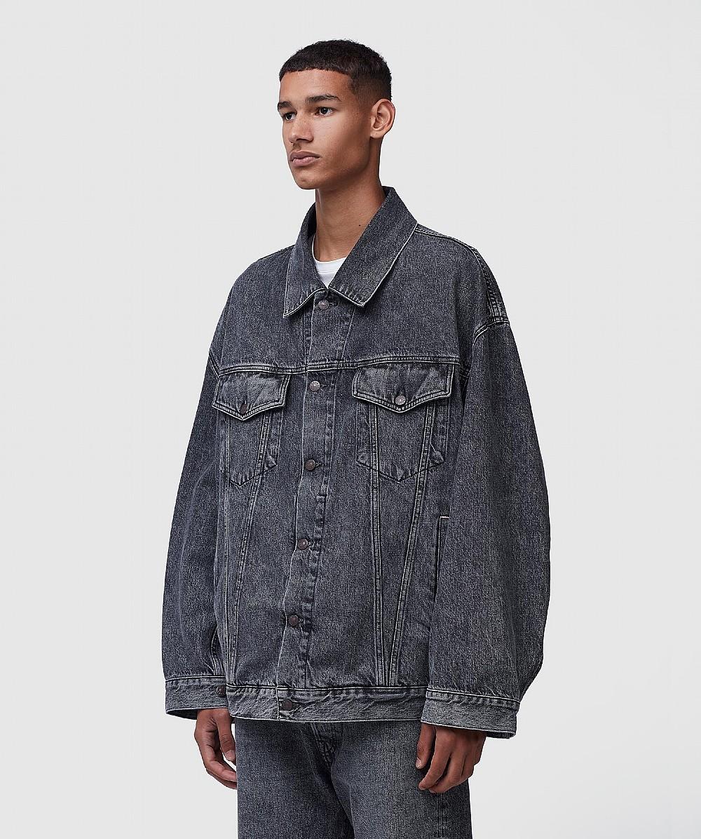 Acne Studios Morris Marble Denim Jacket in Black for Men | Lyst