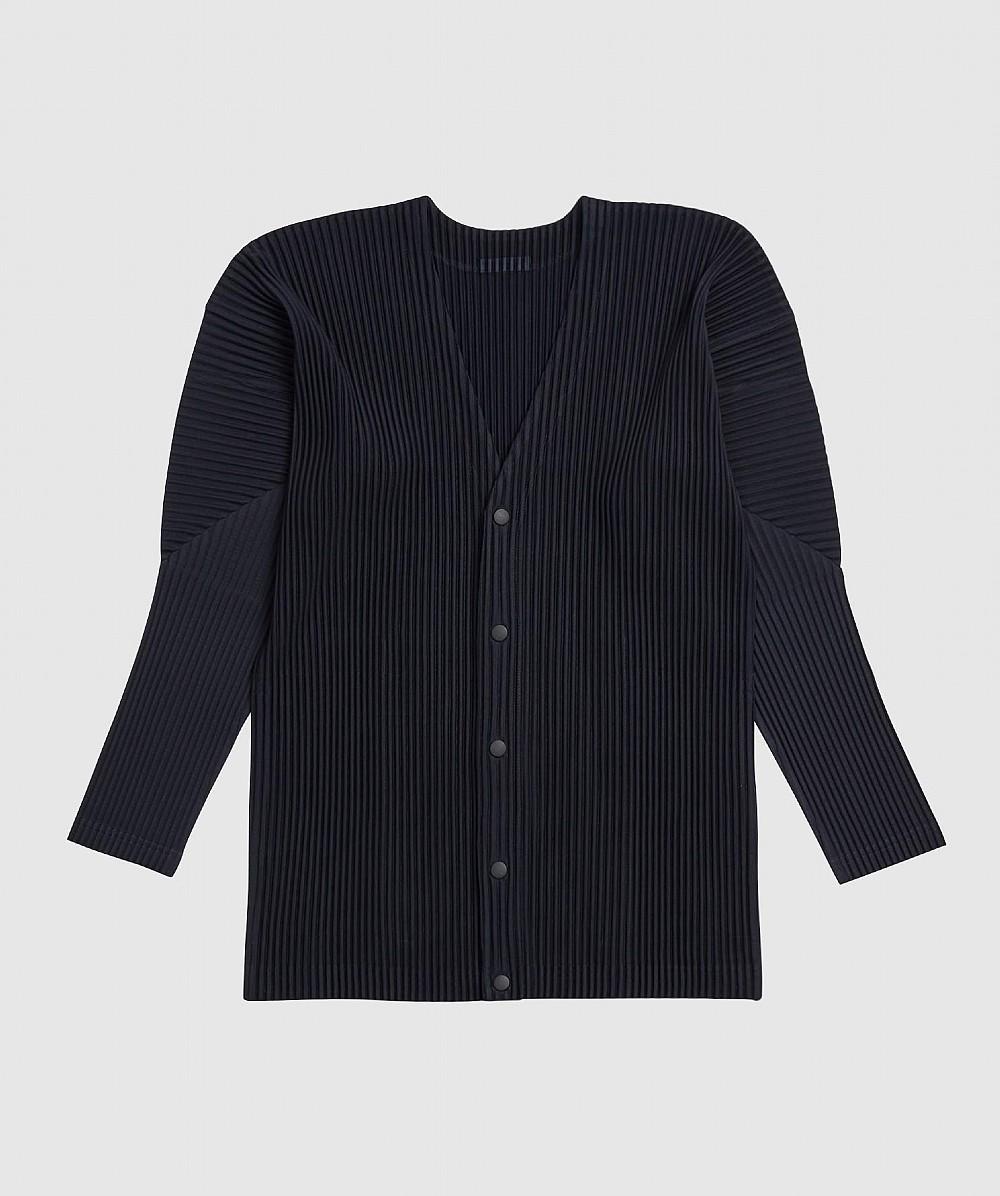 Homme Plissé Issey Miyake Basic Pleats Cardigan in Navy (Blue) for Men ...