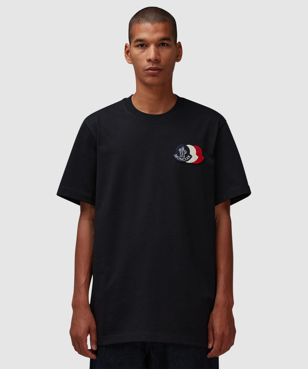Moncler Triple Logo Badge T-Shirt in Black | Lyst