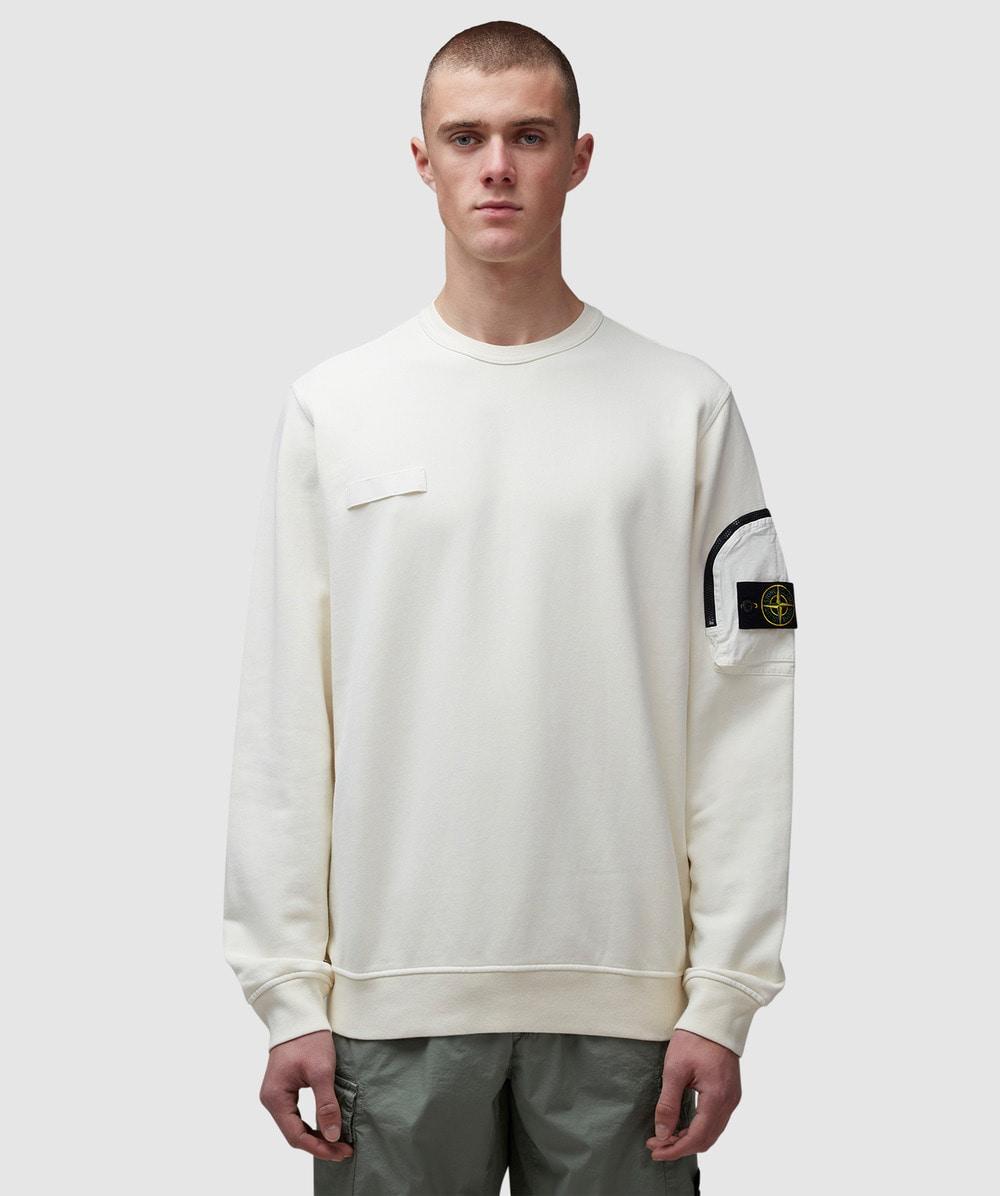 Stone Island Garment Dyed Zip Arm Pocket Sweatshirt in Gray for