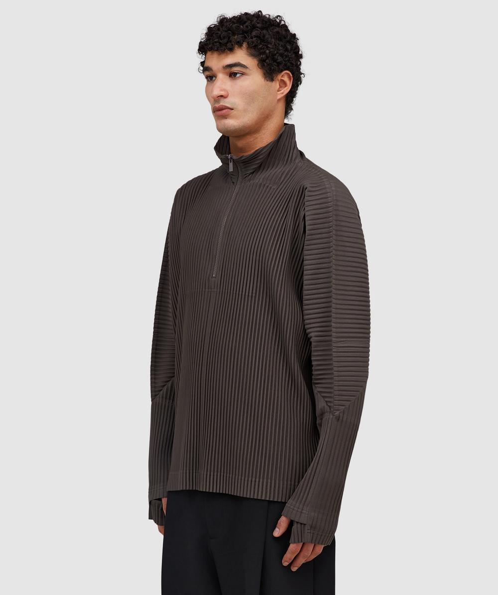 Homme Plissé Issey Miyake Pleats Quarter Zip Pullover (Mudstone in
