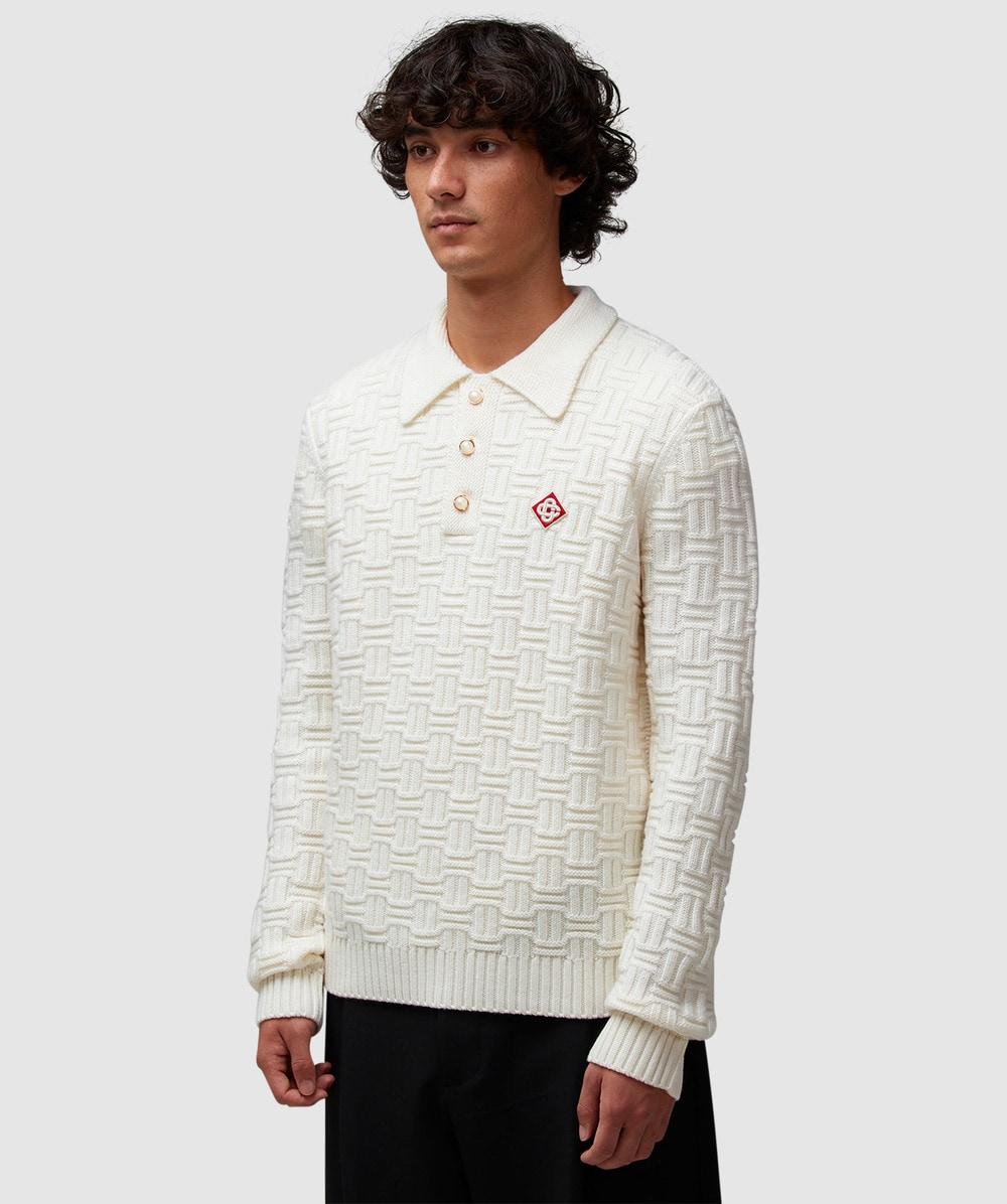 CASABLANCA Merino Wool Knit Polo Shirt in Grey for Men Lyst UK