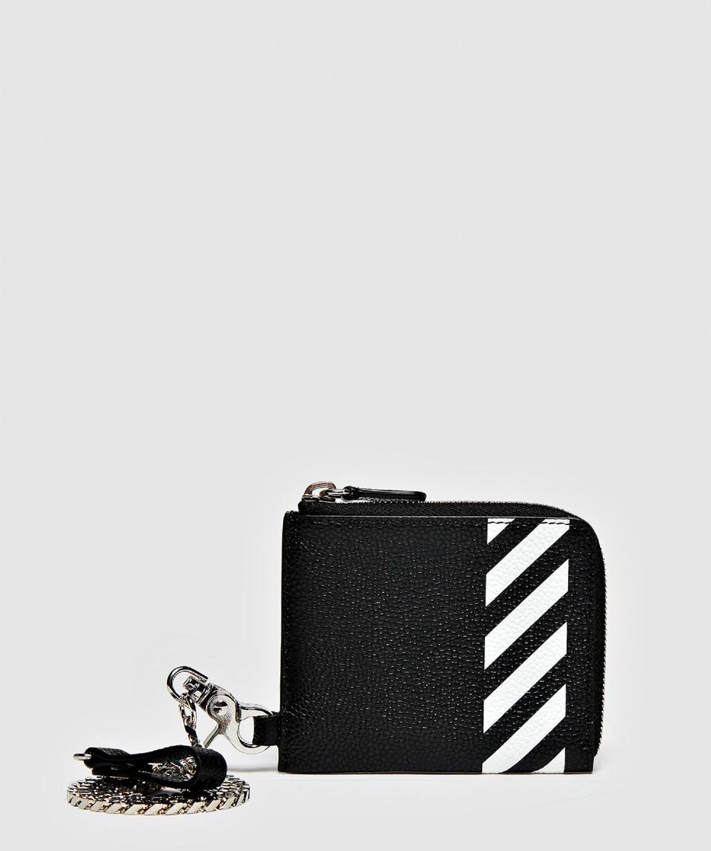 Off-White c/o Virgil Abloh Diagonal Chain Leather Wallet in Black White (Black) for Men - Lyst
