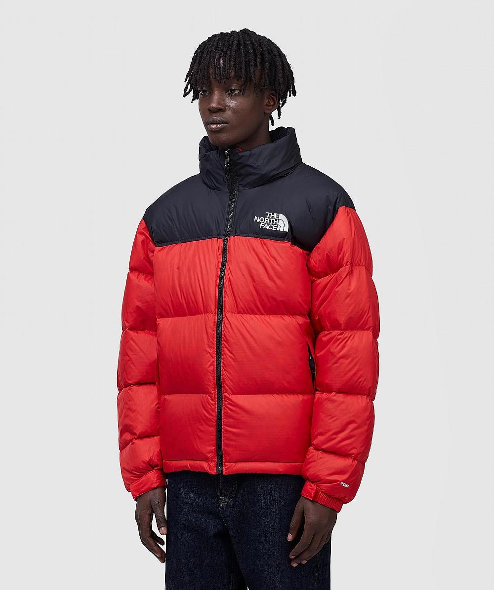 north face puffer jacket mens red and black