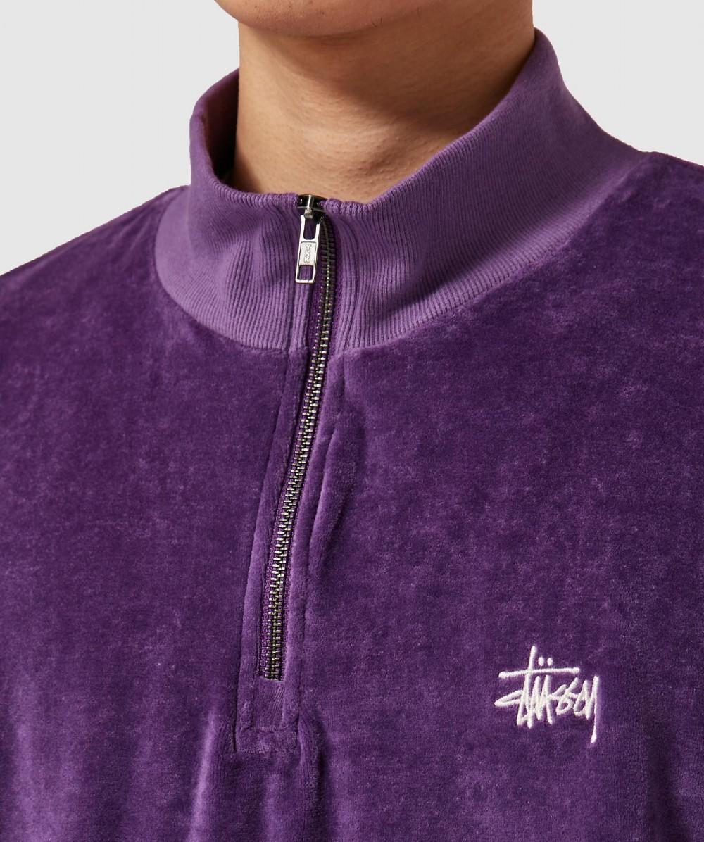 Stussy Velour Half-zip Sweatshirt in Purple for Men | Lyst