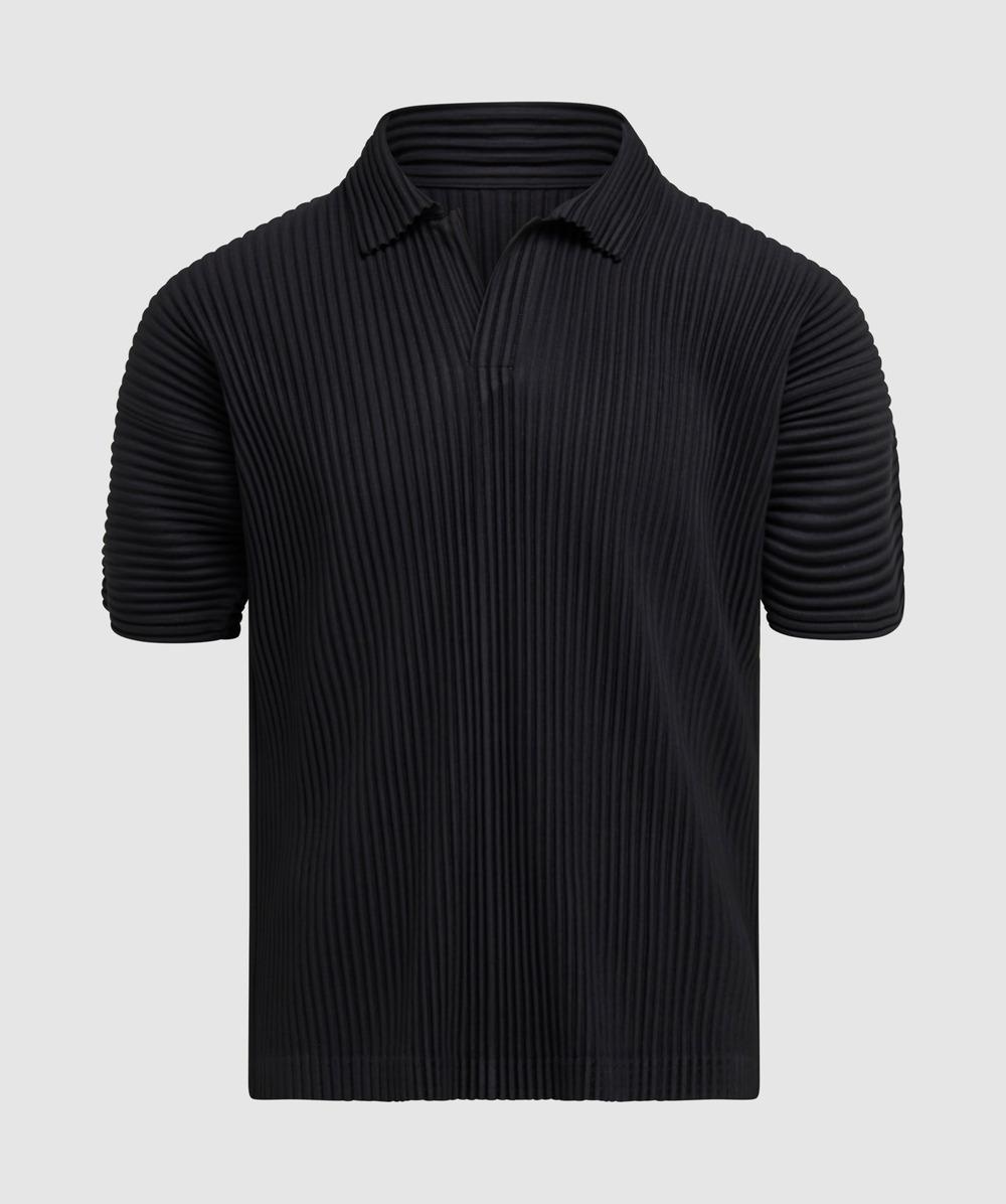 Homme Plissé Issey Miyake Basic Pleats Polo Shirt in Black for Men | Lyst