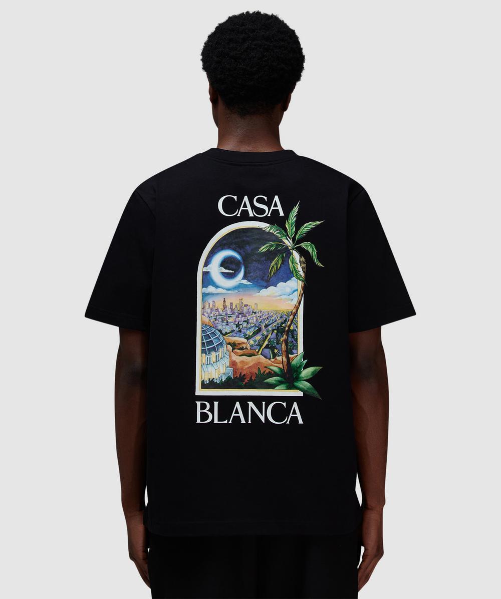 Casablanca LA NIGHT PRINTED T-SHIRT BLK Tシャツ ブラック Casablanca LA Night Printed T-Shirt in Black – TheDesignerBox