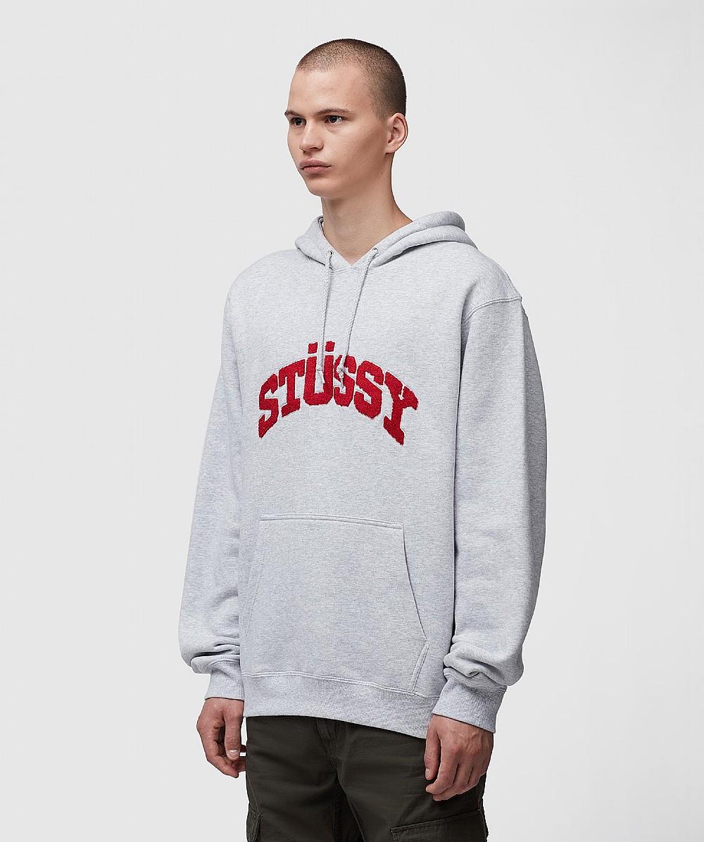 Stussy Chenille Arch Hoodie in Gray for Men | Lyst