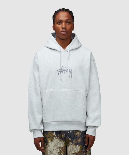 Stussy Stock Logo Applique Hoodie in Gray for Men | Lyst