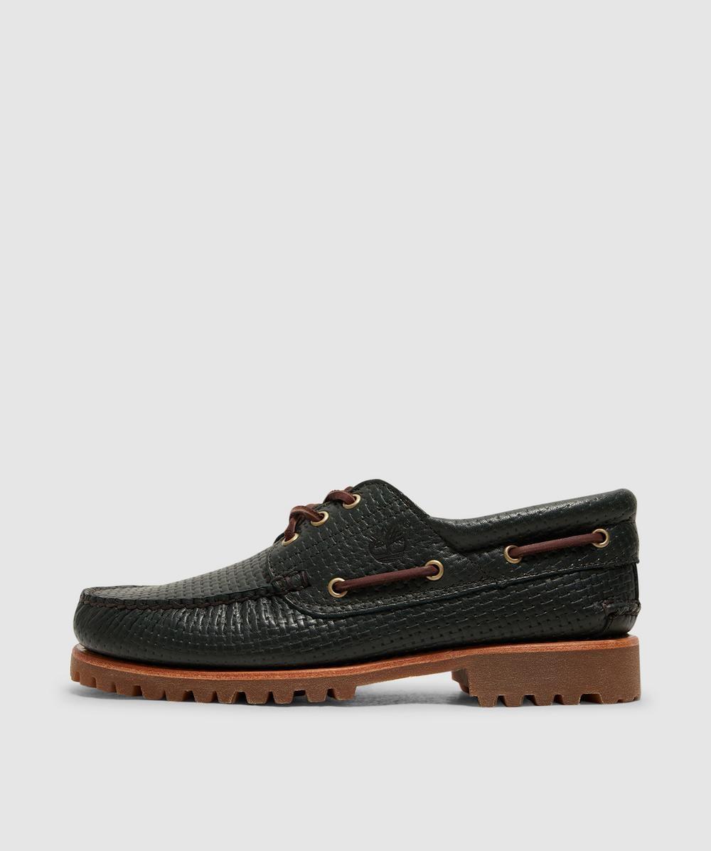 Timberland 3-Eye Lug Handsewn Boat Shoe in Black for Men | Lyst