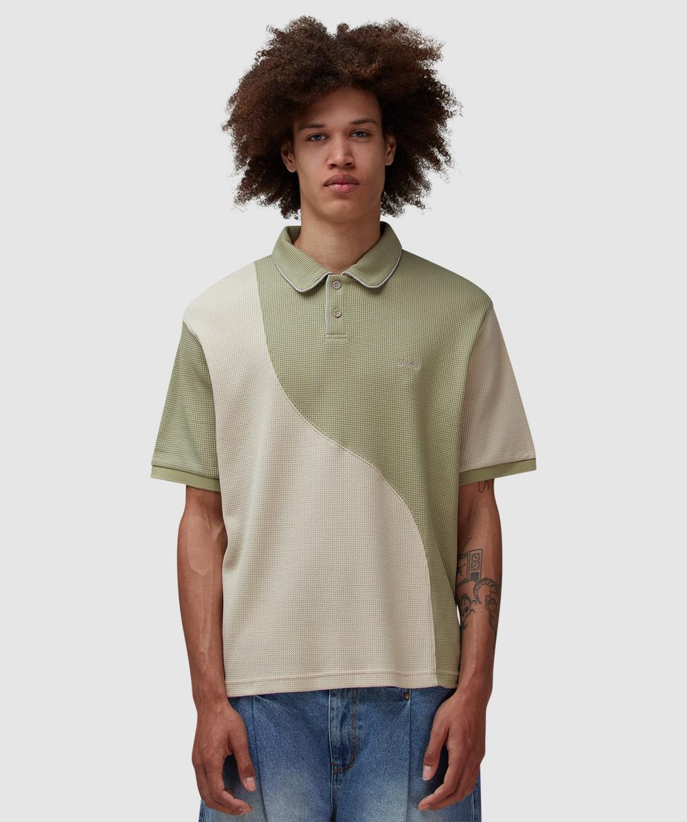 トップス Dime Polo Shirt Dime Men's Wave Cable Knit Polo Shirt in Forest Dime