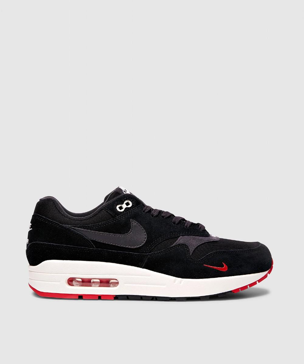 Nike Leather Air Max 1 Mini Swoosh Bred in Black/Grey/Red (Black) for Men |  Lyst