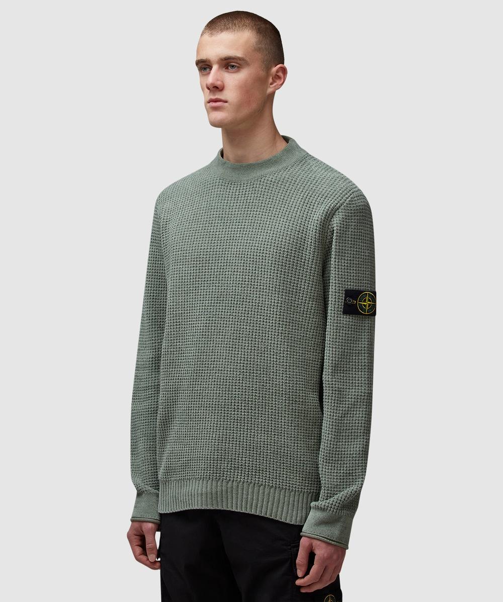 Stone Island Cotton Chenille Knit Sweater in Green for Men | Lyst
