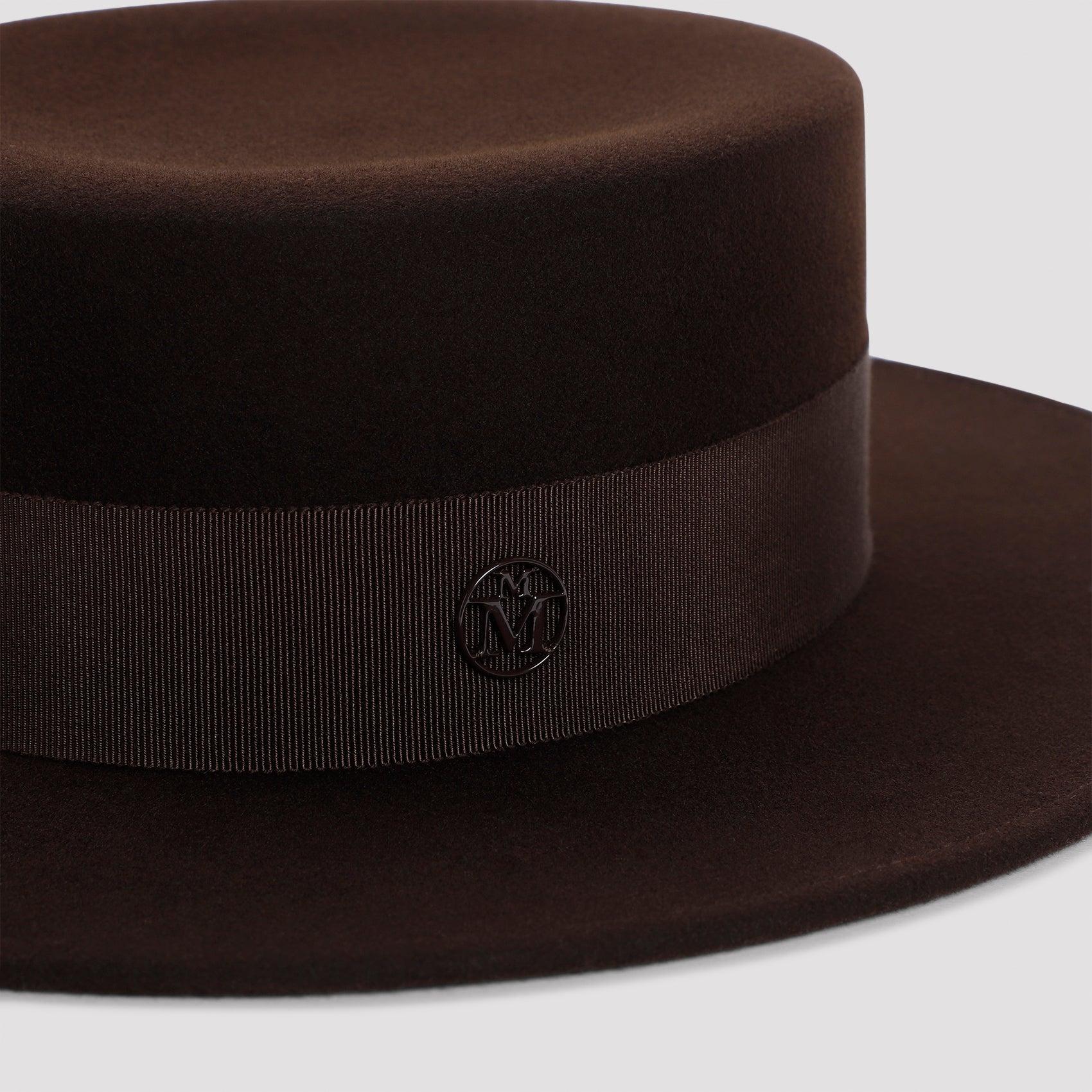 Maison michel Kiki Wool Boater Hat with bow Maison Michel Bridal Kiki, our iconic boater hat, is adorned  main image 4