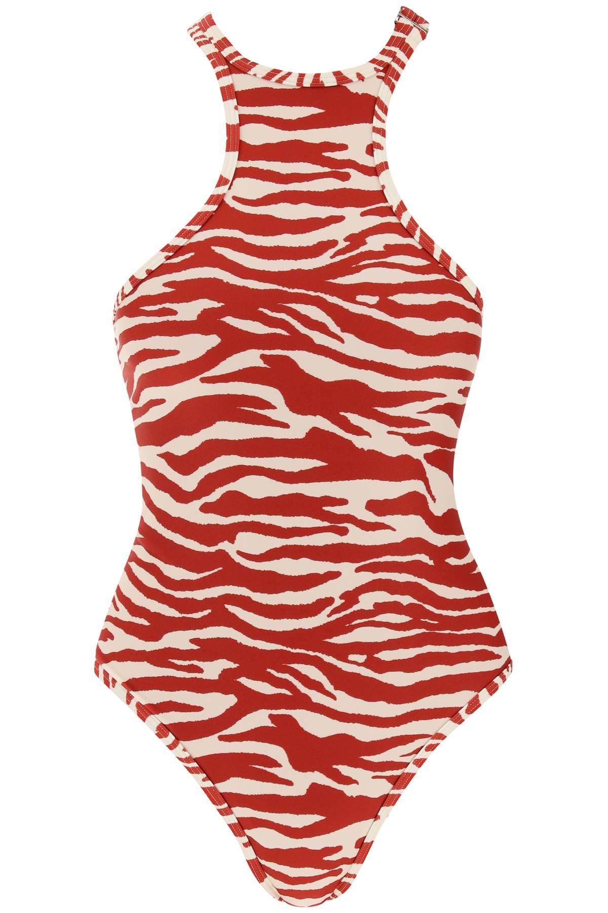The Attico One-Piece Animal Print Swimsuit in Red | Lyst