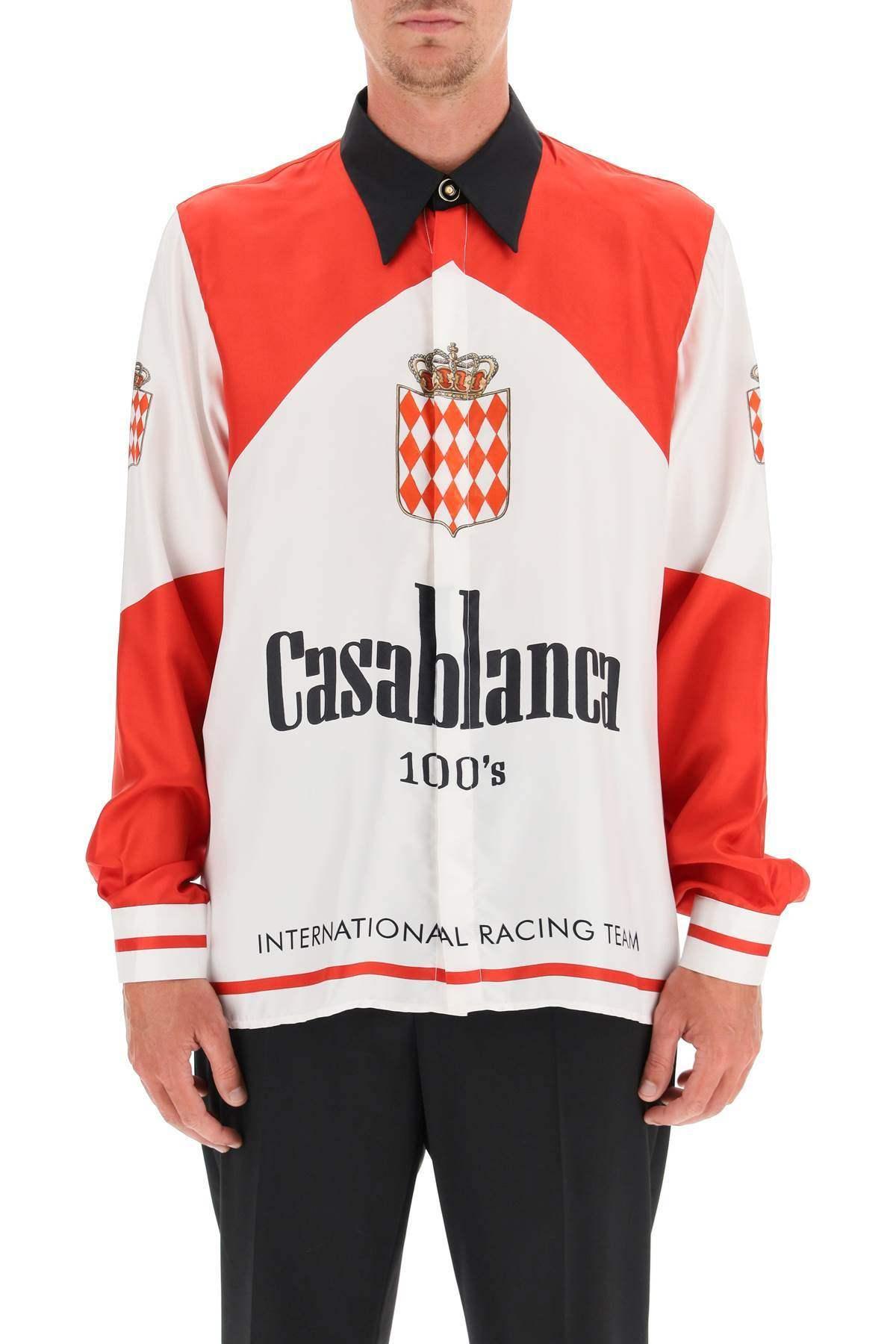 CASABLANCA Grand-prix Silk Shirt in Red for Men | Lyst