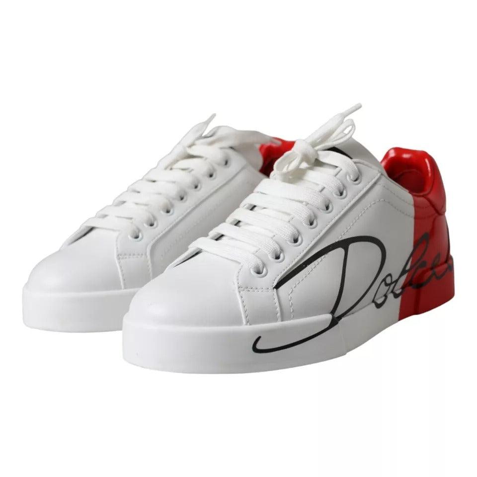Dolce & Gabbana★素敵！Logo Print Low Top Leather Sneakers Dolce & Gabbana Women's Logo Print Low Top 100% Leather