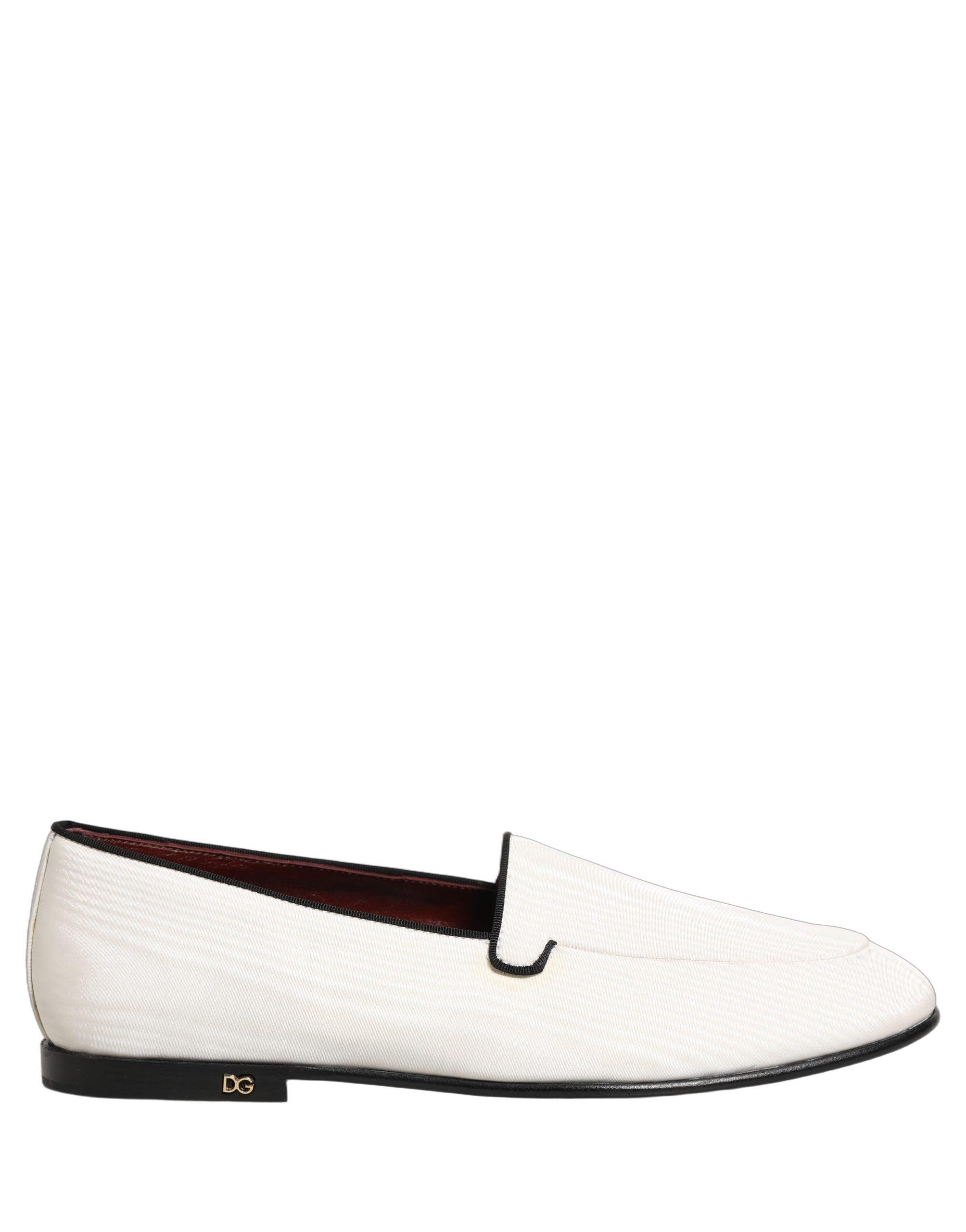 Dolce & Gabbana White Velvet Slip On Men Flats Loafers Shoes  display picture 1