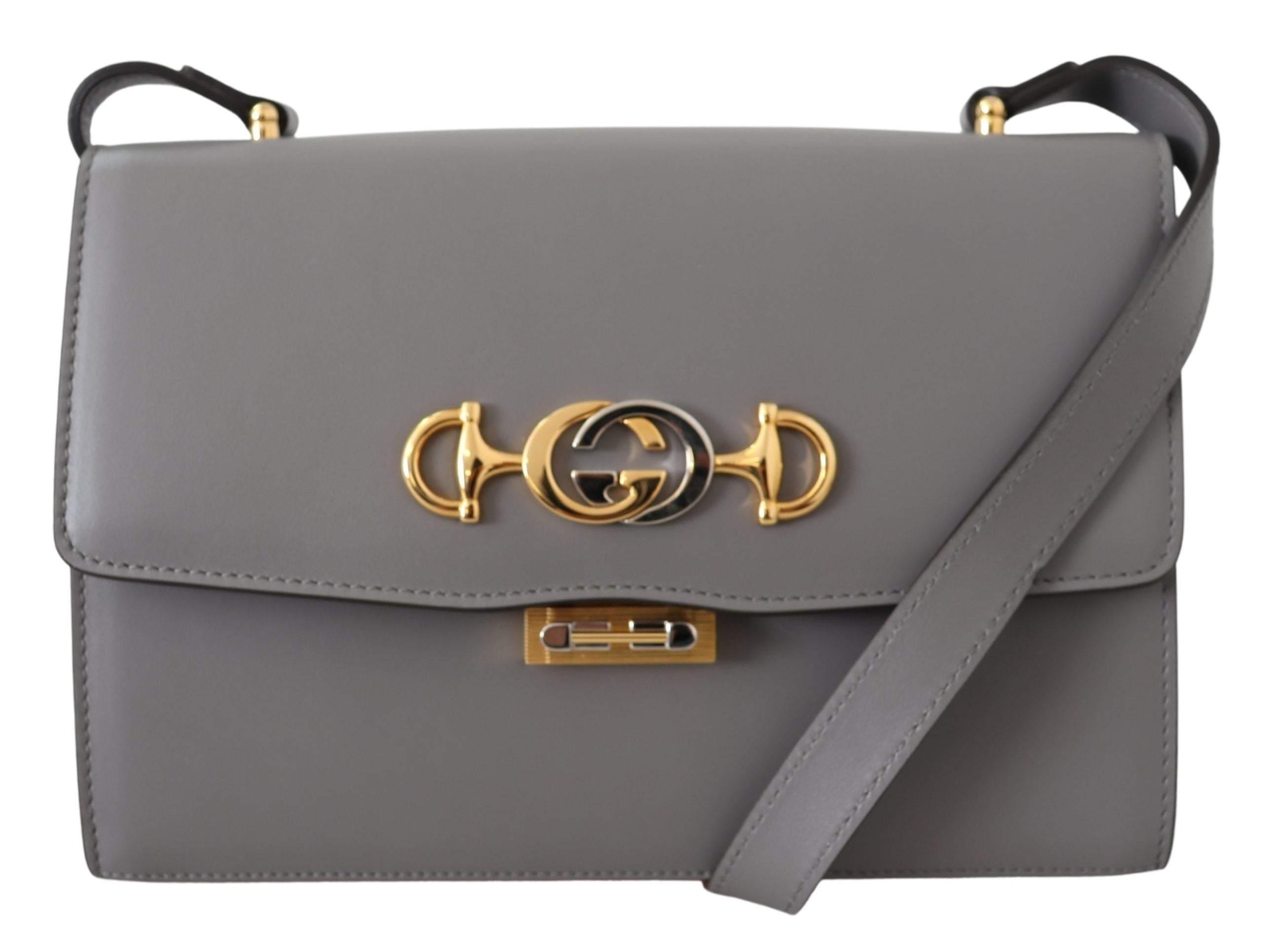 Gucci Leather Zumi Shoulder Bag in Gray | Lyst