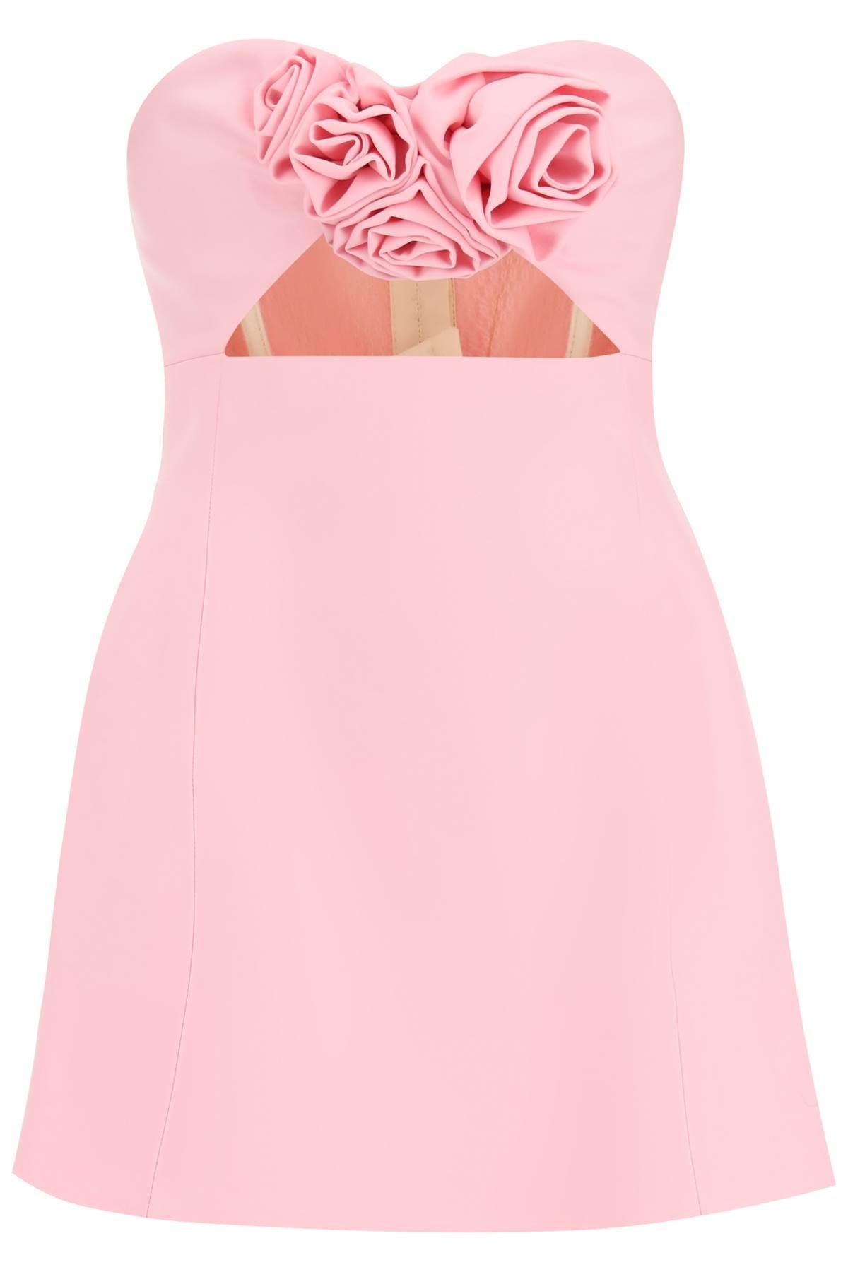 strapless open back dress Flora Appliqué Dress Pink
