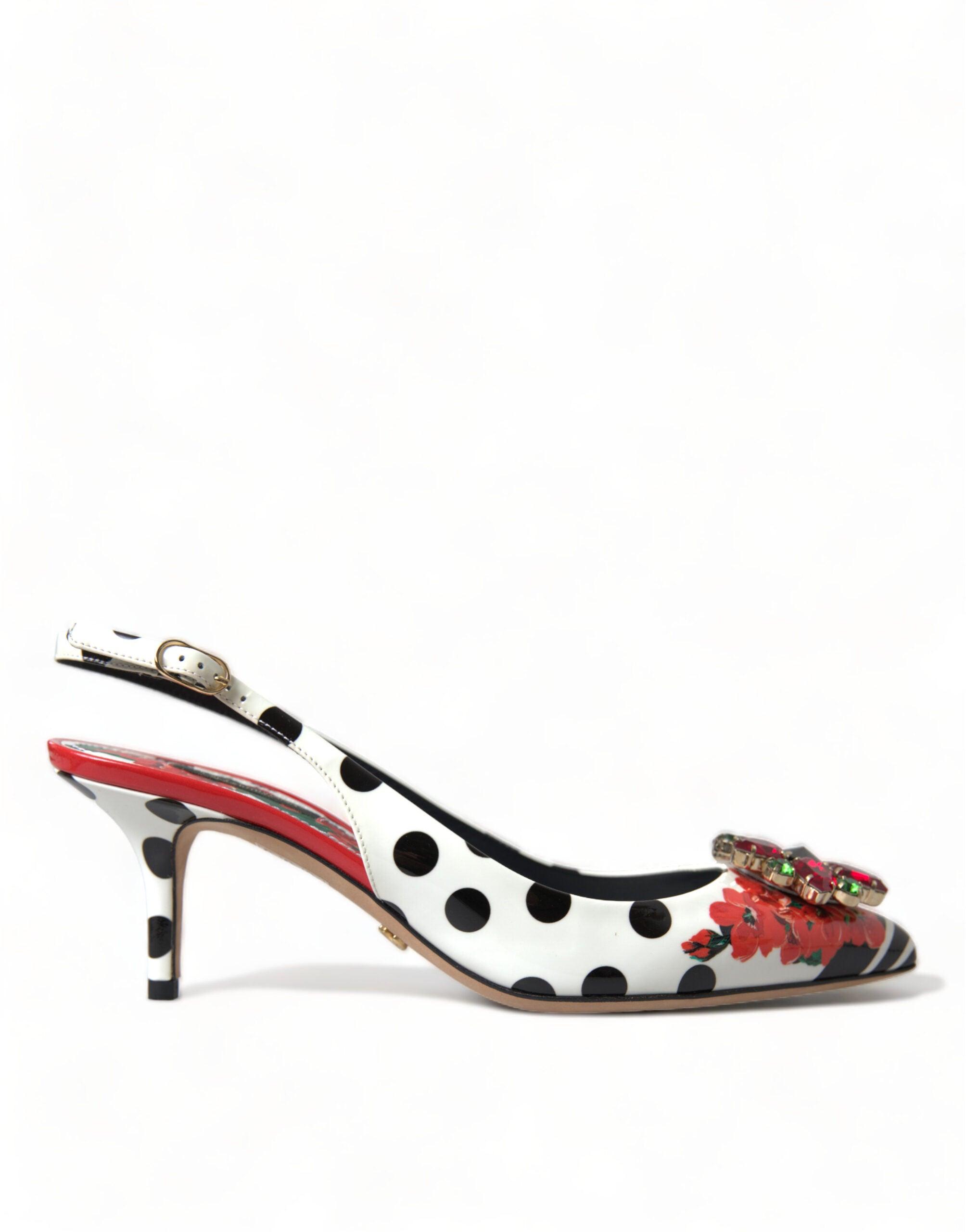 Dolce Gabbana Multicolor Leather Crystal Slingback Pump Heels