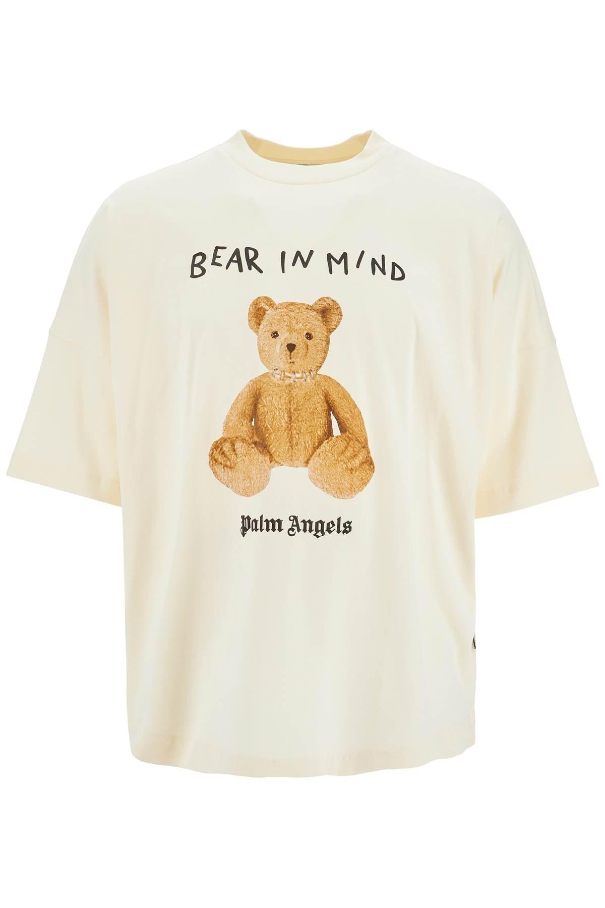 Palm Angels Oversized Bear Print Cotton T-Shirt in White for