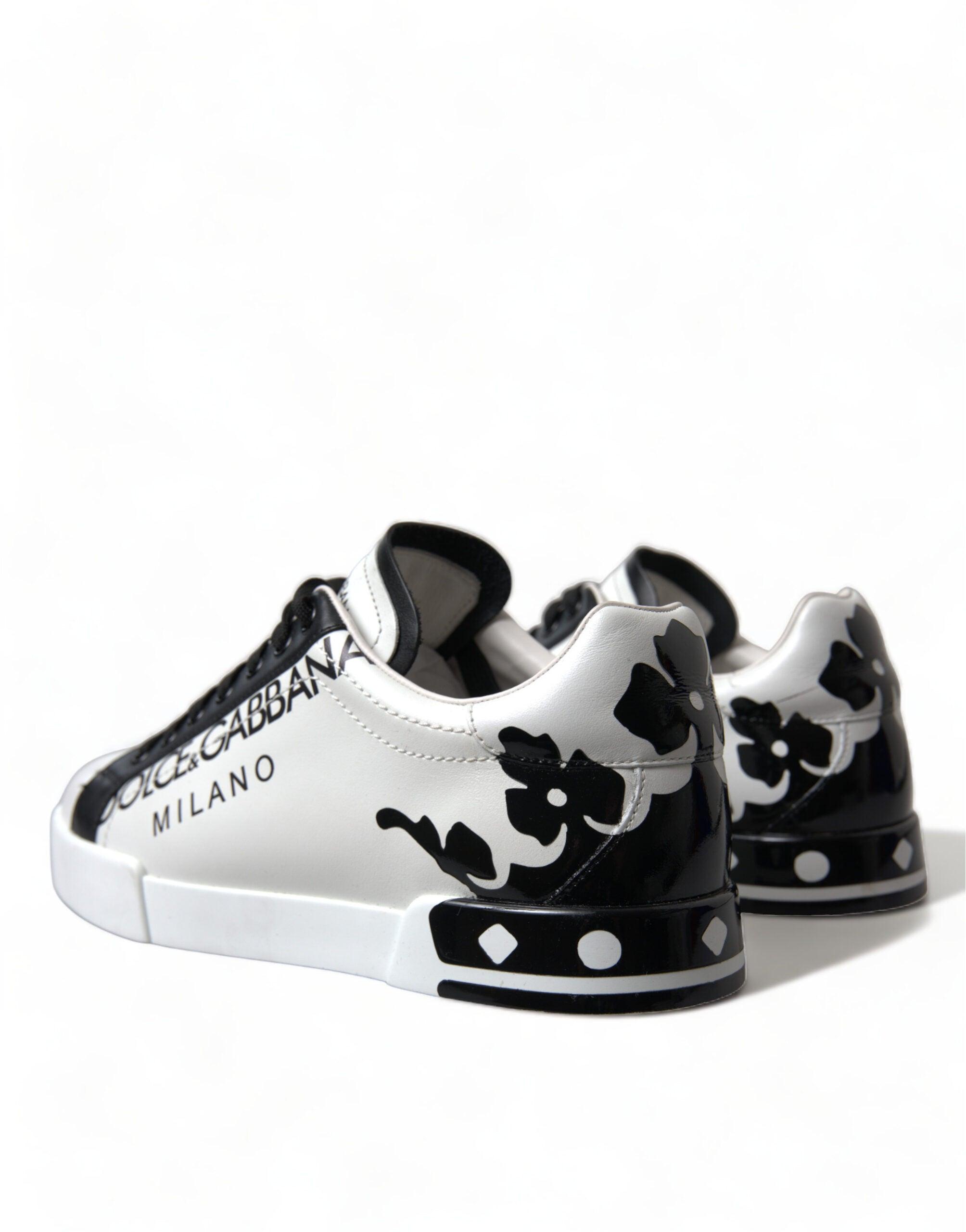 Dolce Gabbana White Crown Portofino Leather Sneakers in Black for Men Lyst