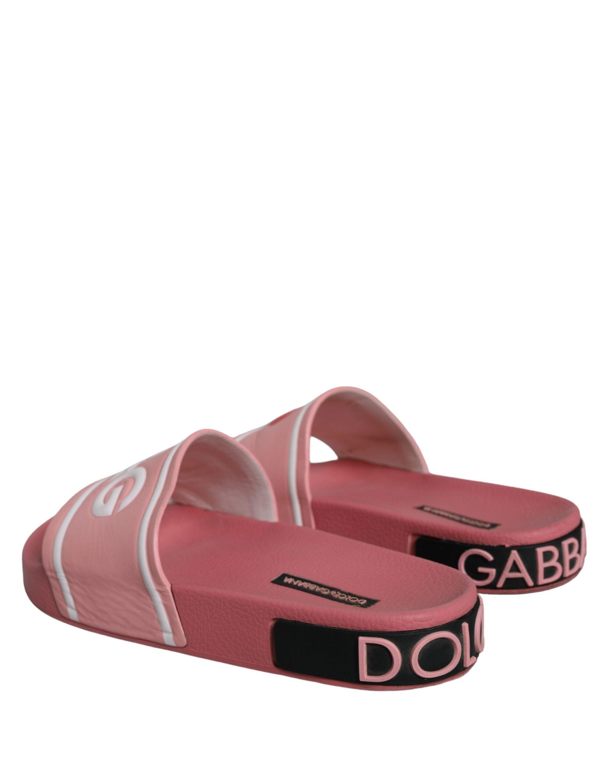 Dolce \u0026 Gabbana Leather I Love D\u0026G Sandals Slides Shoes (Pre-Owned) in Pink  | Lyst UK