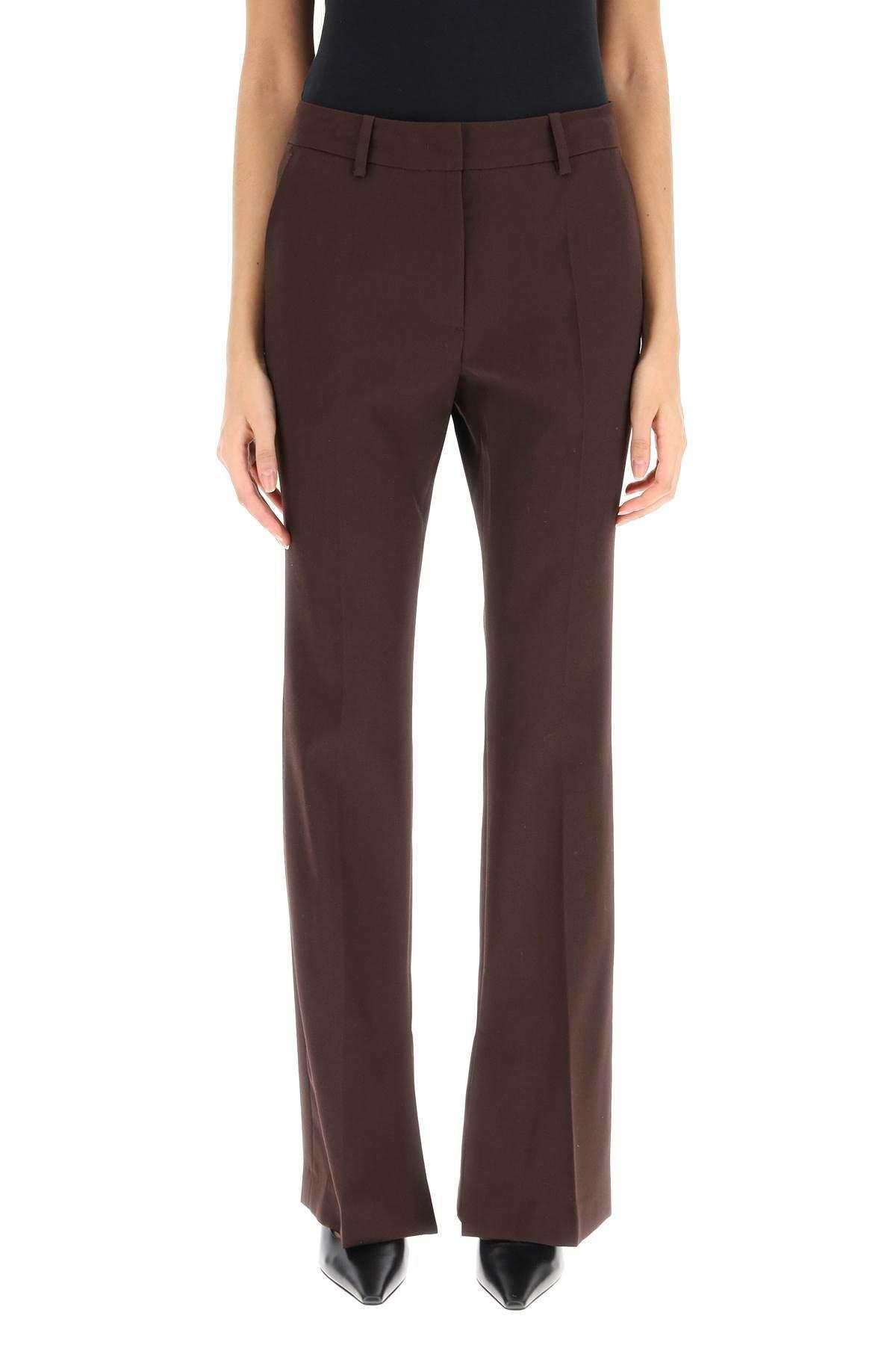 Low Classic Wool Flared Pants With Slits in Brown | Lyst