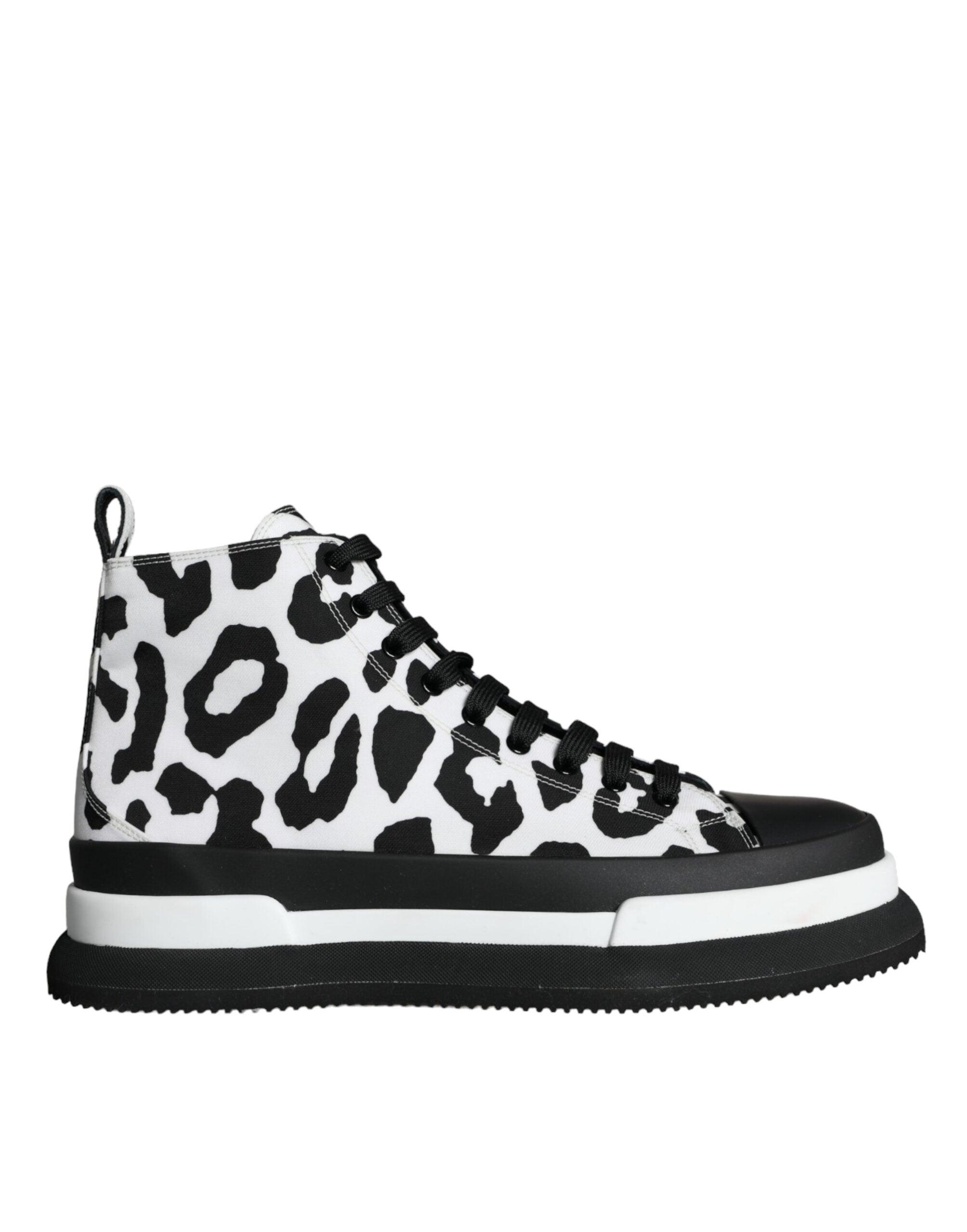 Dolce Gabbana Black White Leopard High Top Sneaker Shoes for Men Lyst UK