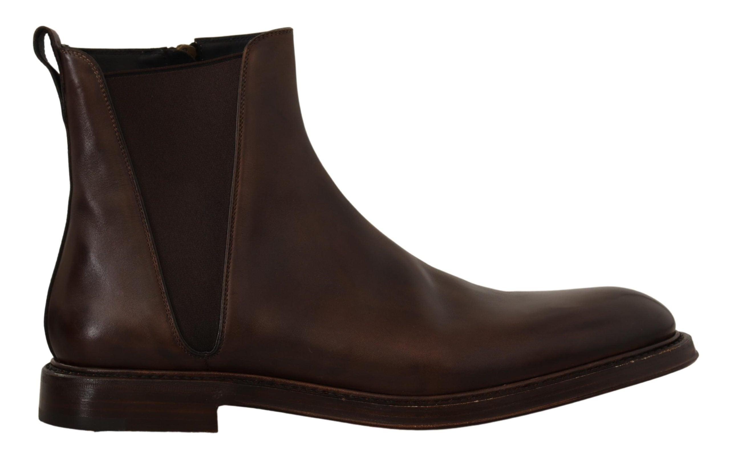 Dolce & Gabbana Brown Leather Chelsea Boots in Black for Men | Lyst