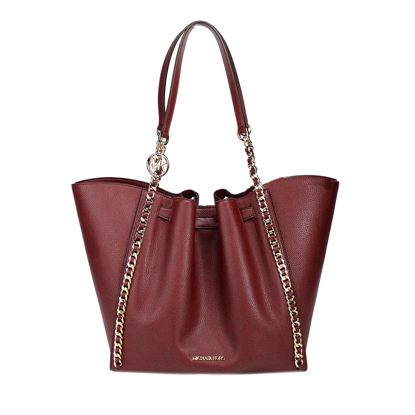 Michael Kors Mina Large Cherry Leather Belted Chain Inlay Tote Bag in Red Lyst