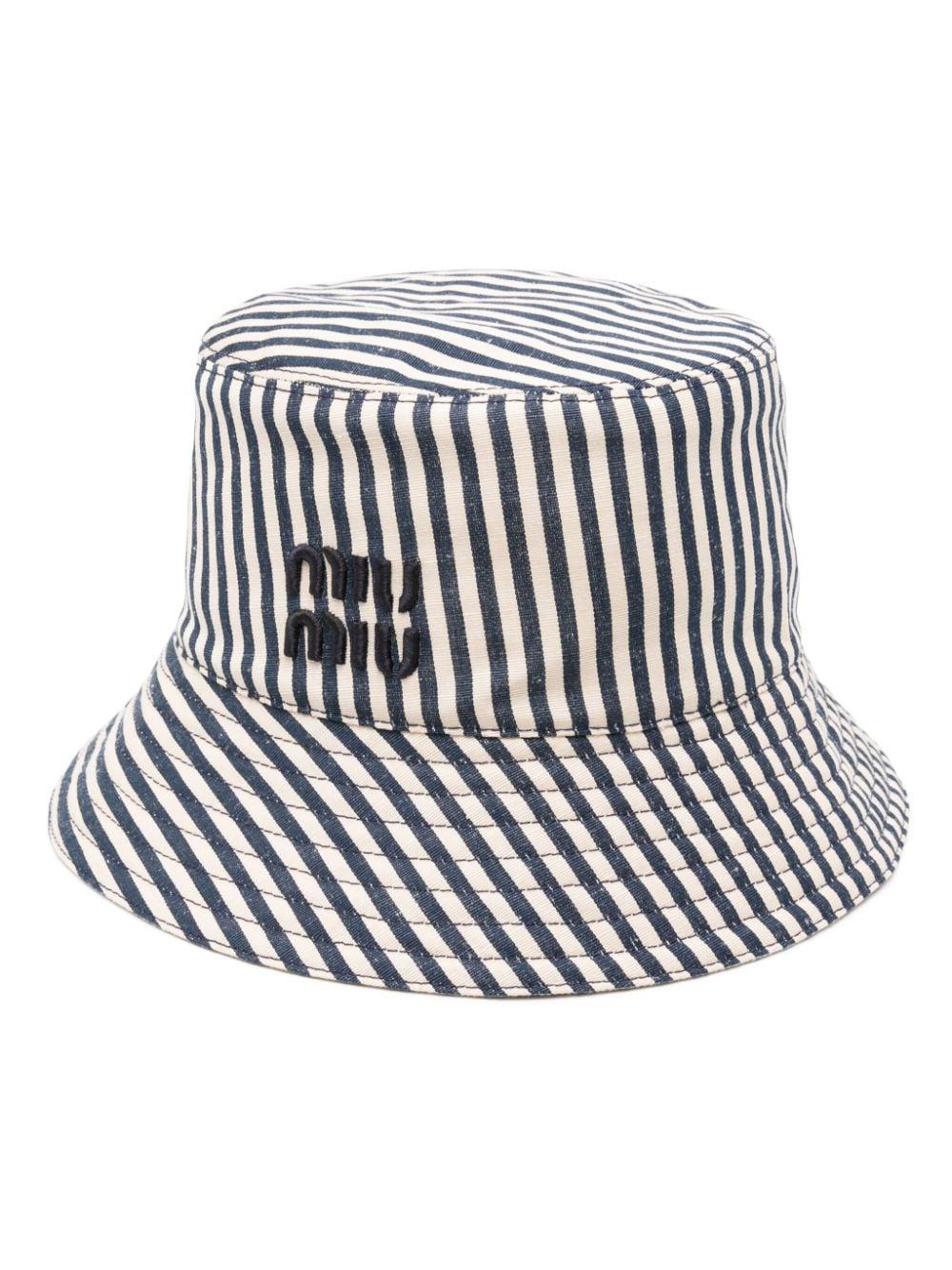 miu miu バケットハット M 青と白のストライプ miu-miu-NATURALEBALTICO-
