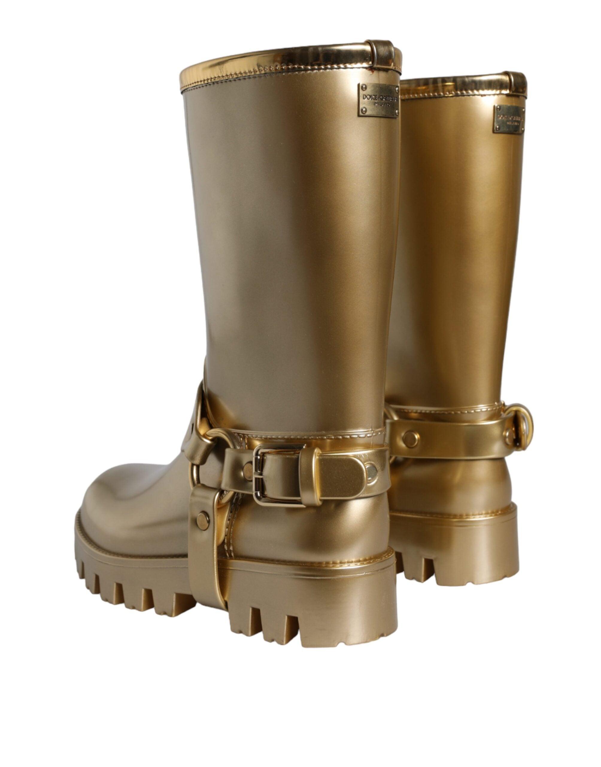 Dolce & Gabbana Metallic Gray Pull On Rain Boots Shoes Dolce&Gabbana Women main image 3