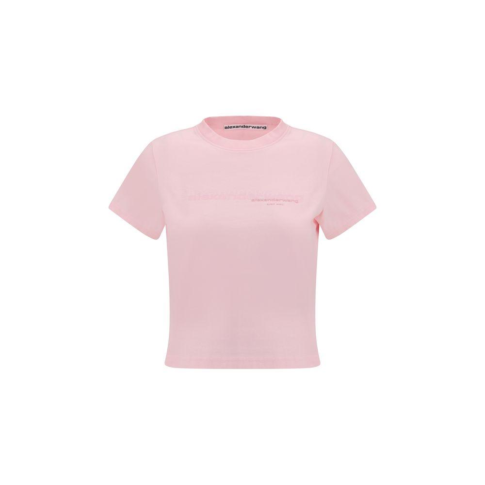 【ALEXANDER WANG】Embossed logo t-shirt /Tシャツ/ピンク Logo-Embossed Tee in Superfine Merino Wool in PINK CHALK