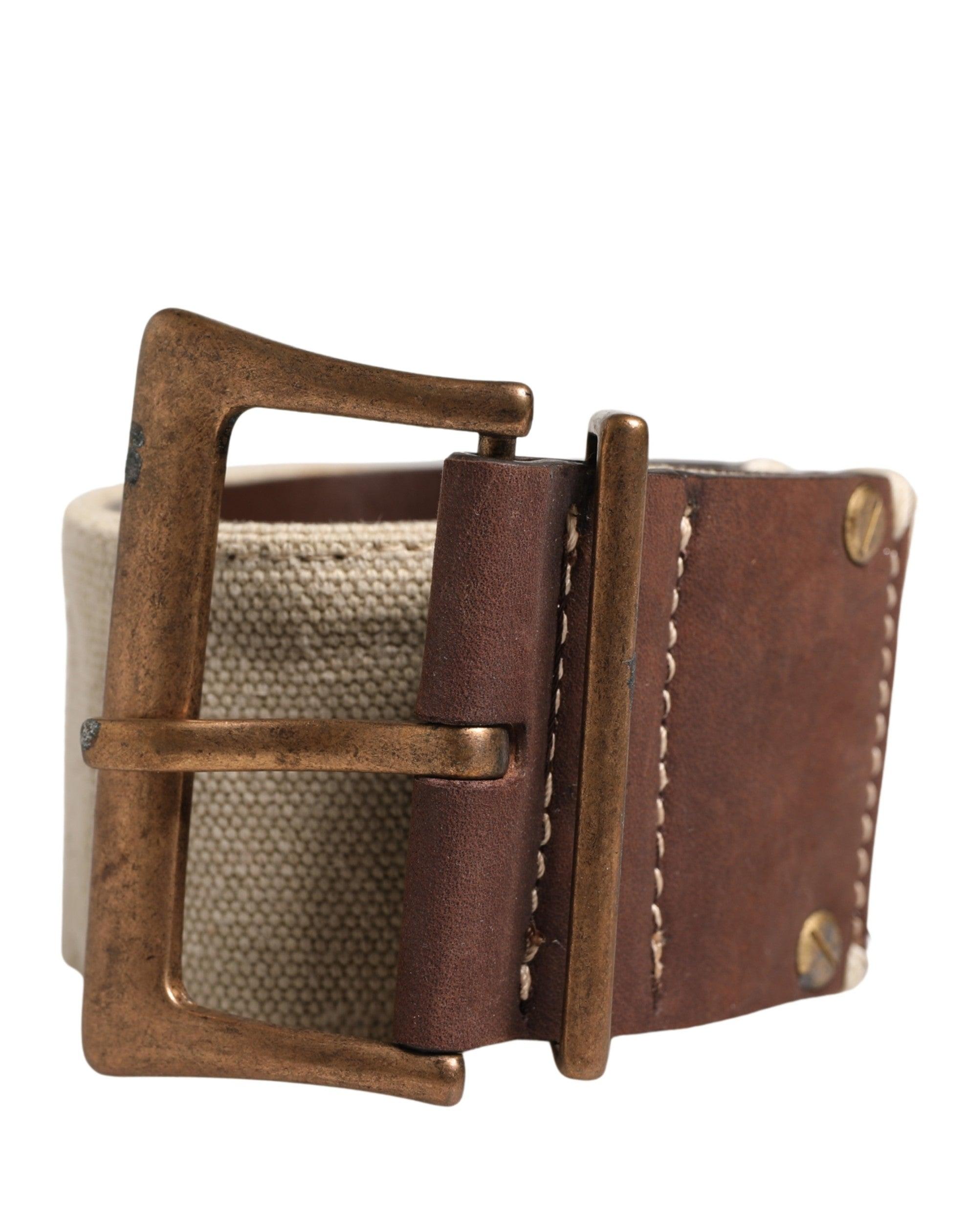 Ermanno Scervino Braided Leather Belt with Metal Buckle Women Brown Belts Leather belt Ermanno Scervino Beige size M International in  main image 2