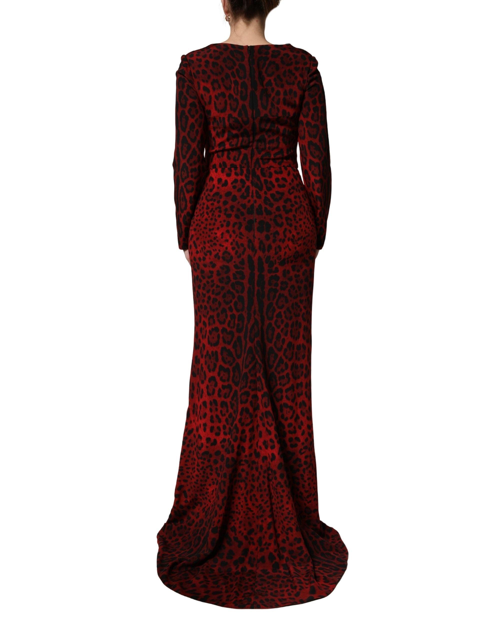 open lace back dress Leopard Print Chiffon Long Sleeve Maxi Dress - All Dresses