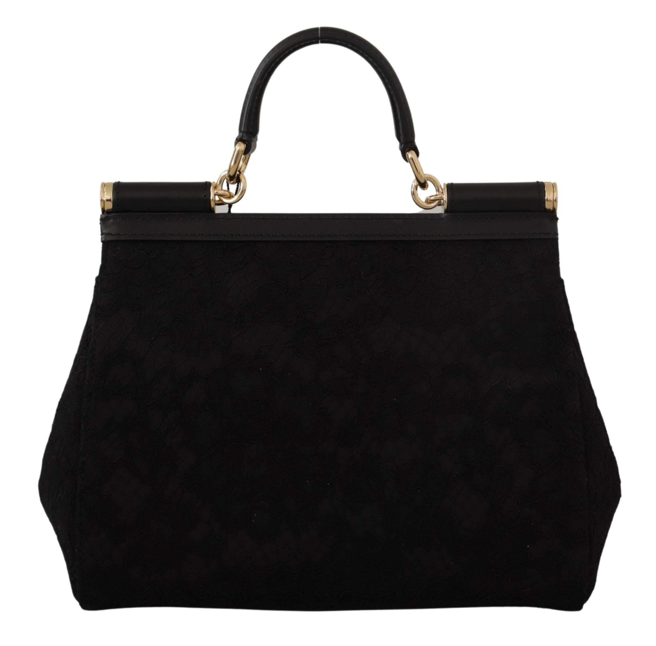 Dolce & Gabbana Black Pizzo Lace Crystal Shoulder Sicily Bag | Lyst