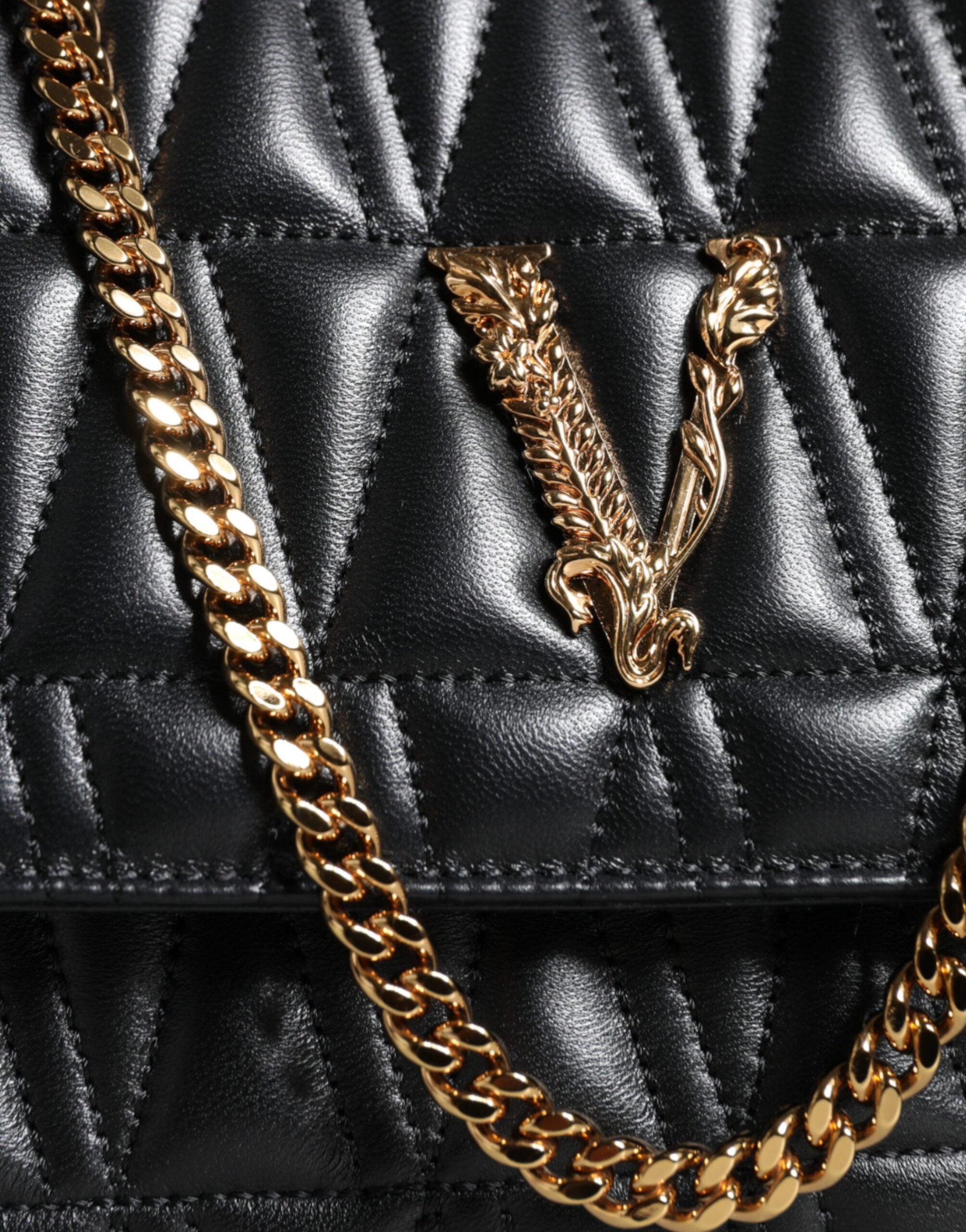 Versace Mini Nappa Leather Crossbody Shoulder Bag in Black