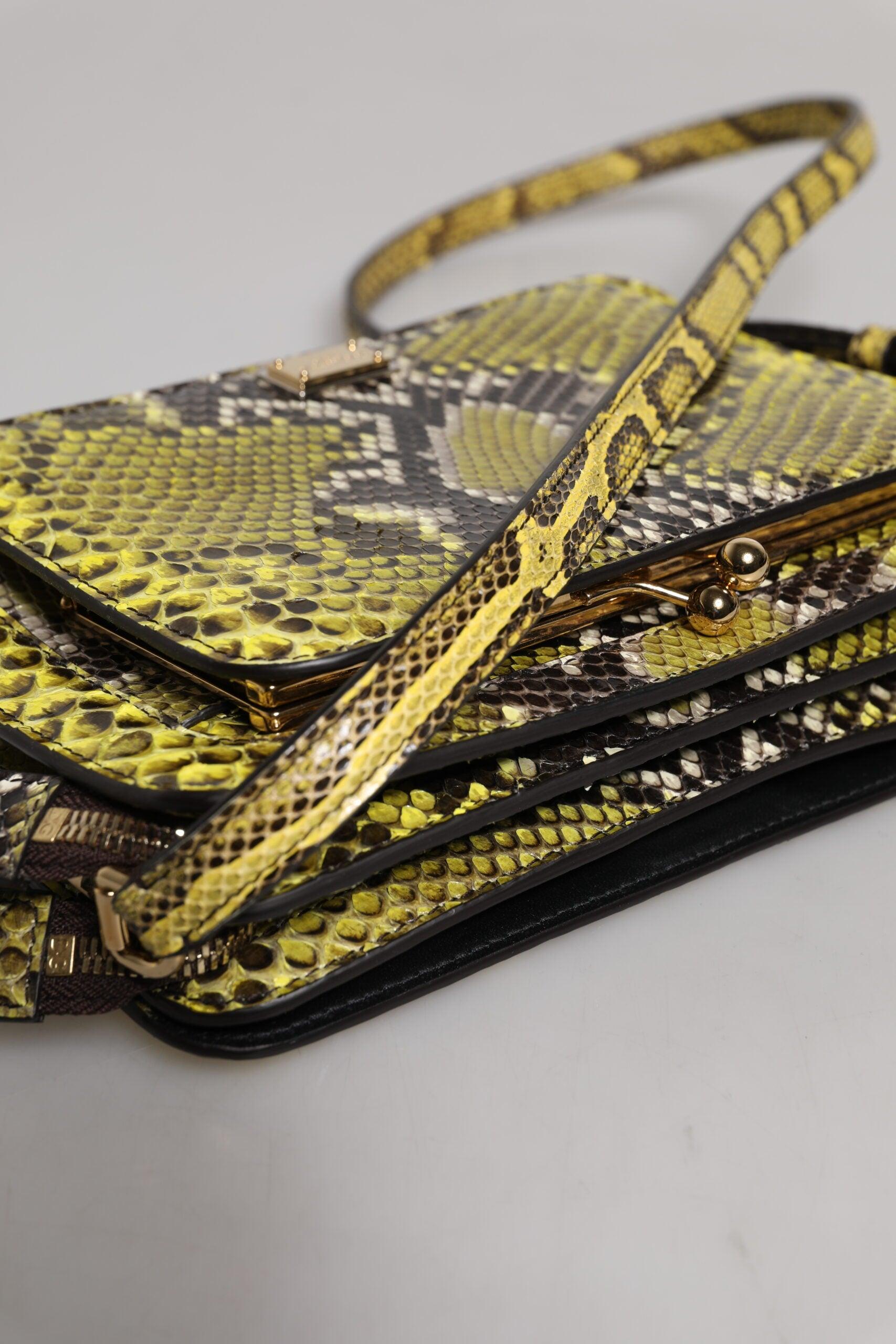 【VIP価格】DOLCE&GABBANA Green Exotic Leather Crossbody Bag Dolce & Gabbana Green Exotic Leather Dg Plaque Crossbody