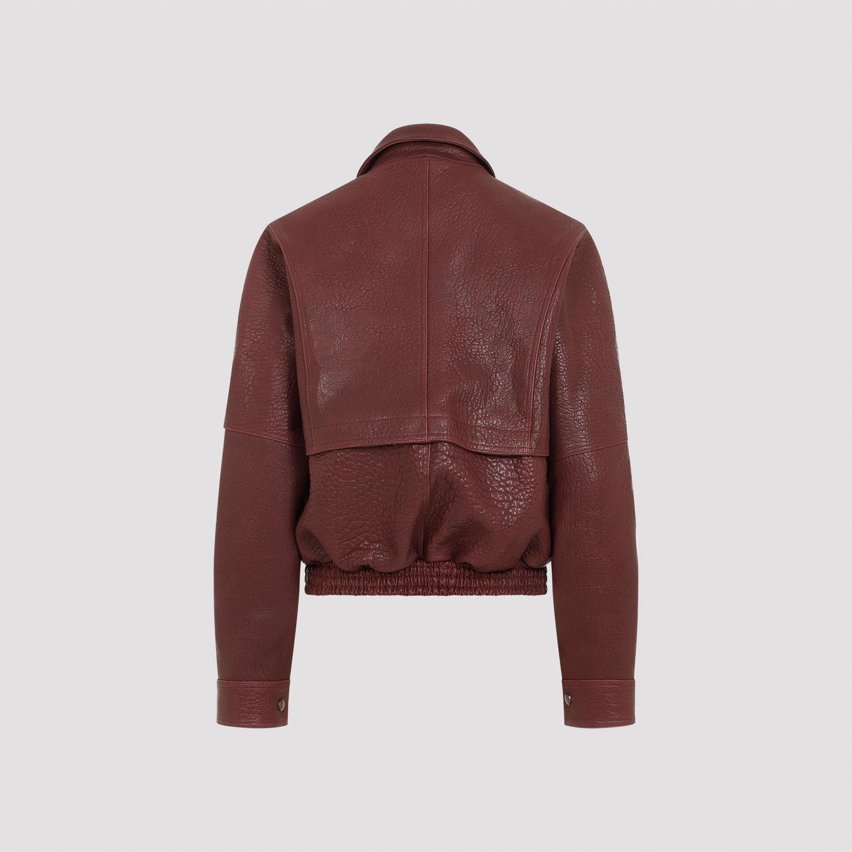 Magda Butrym Burgundy Leather Bomber Jacket in Red | Lyst