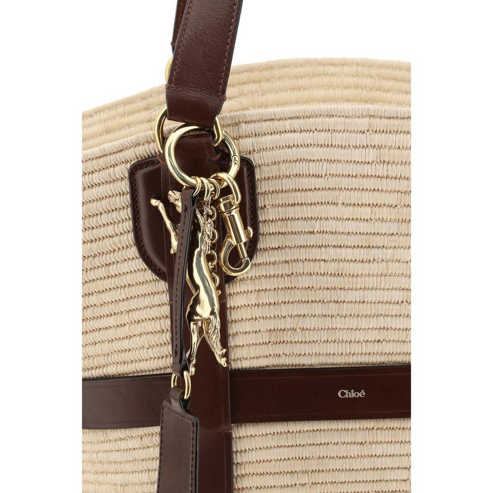 【送料&関税込】ChloAC Kerala 25 Raffia Shoulder Bag CHLOÉ Kerala 25 embellished leather-trimmed faux raffia tote