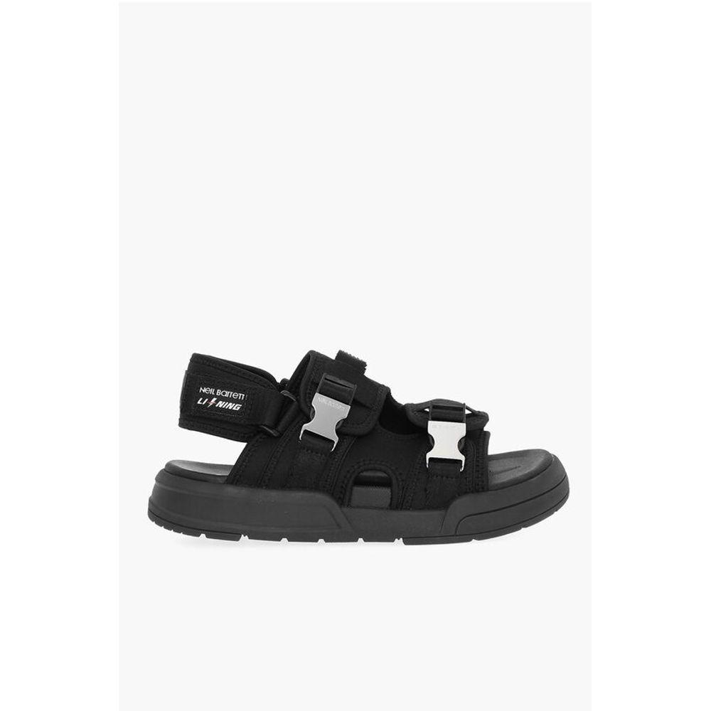 関税送料込Neil Barrett Buckle Sandals Neil Barrett LI-NING Solid Color Double Buckle Sandals with