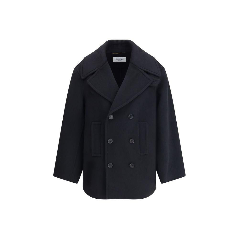 コート Saint Laurent Navy blue wool oversize coat Vintage 1980s Yves Saint Laurent Navy Wool Overcoat - Etsy