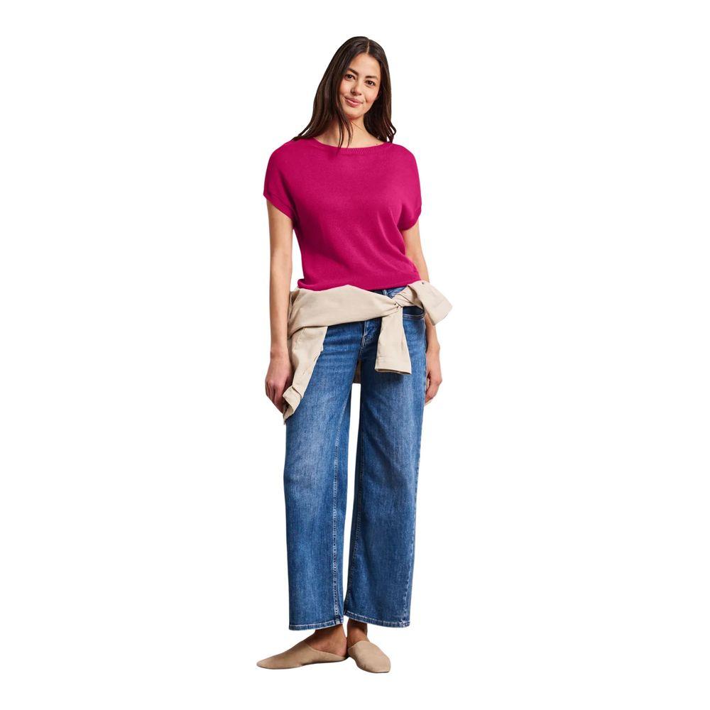 STREET ONE Maglietta Donna Manica Corta Girocollo, Splash Blue, Taglia 38 – T-shirt Leggera E Versatile Per L'Estate