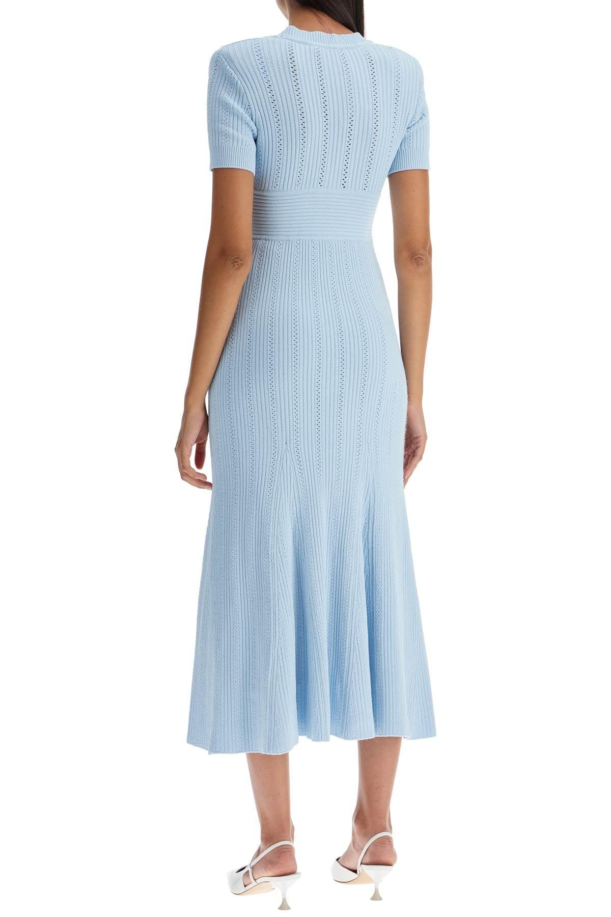 Self-Portrait 'Pointelle Knit Midi Dress In in Blue | Lyst UK