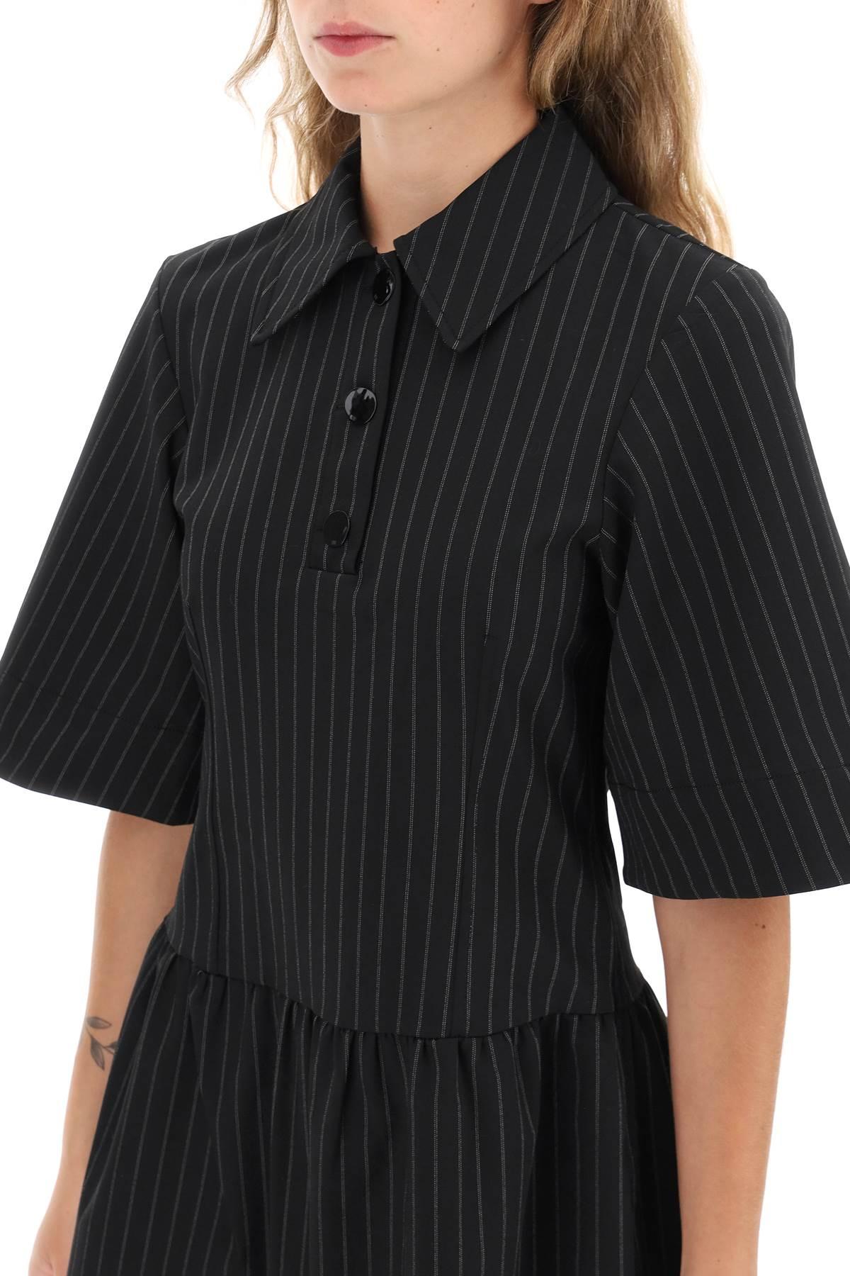 Ganni Collared Pinstripe Mini Dress in Black | Lyst UK