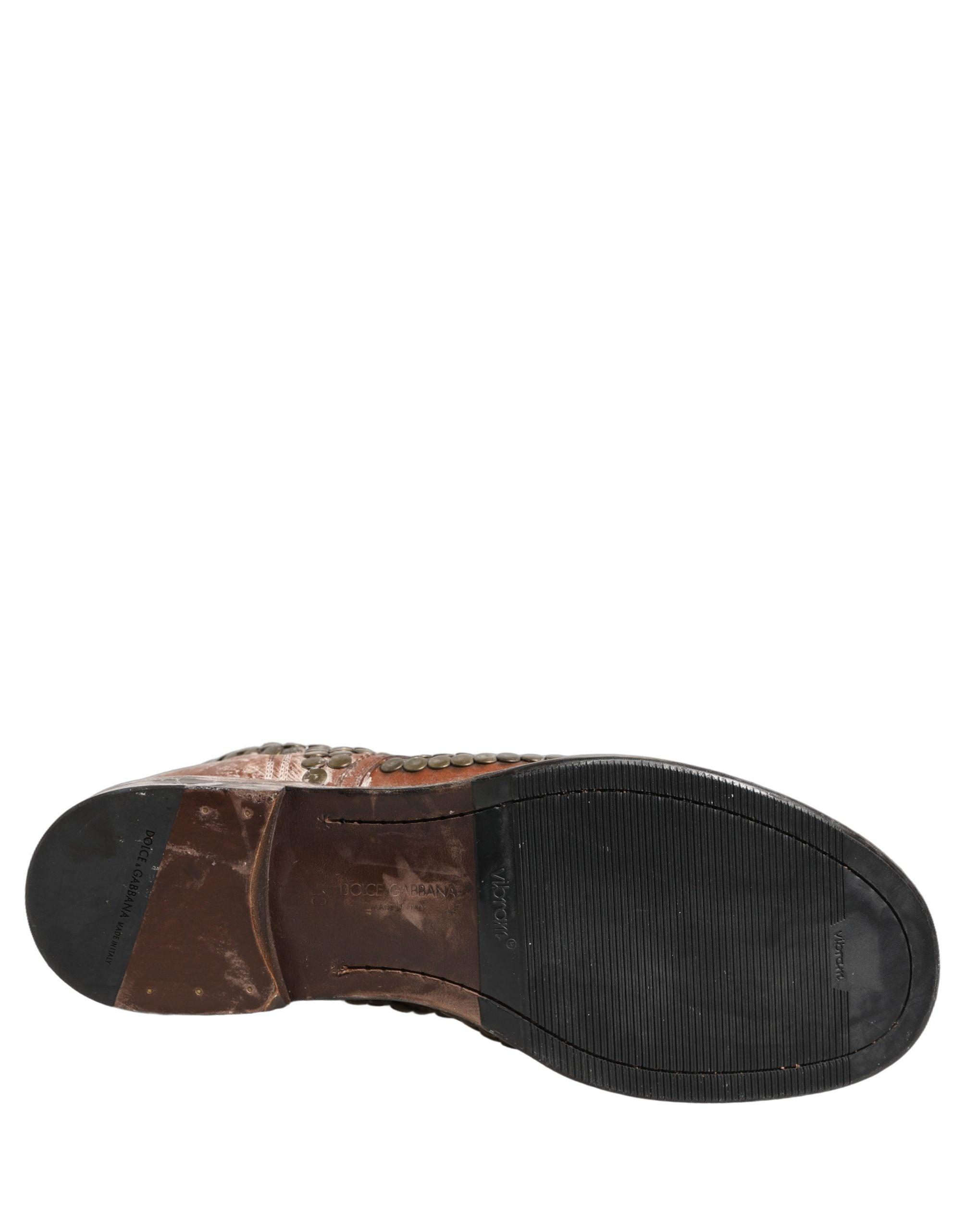 Dolce & Gabbana Brown Leather Runway Studs Ankle Boots Men\'s Shoes Dolce & Gabbana Boots for Men | Online Sale up to 59% off | Lyst main image 2